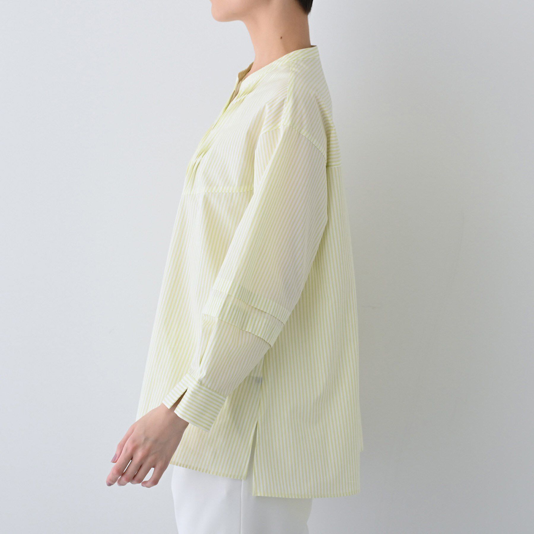 INDIVI「【UVケア／カラーストライプ柄】タックデザインブラウス」|シャツ・ブラウス|