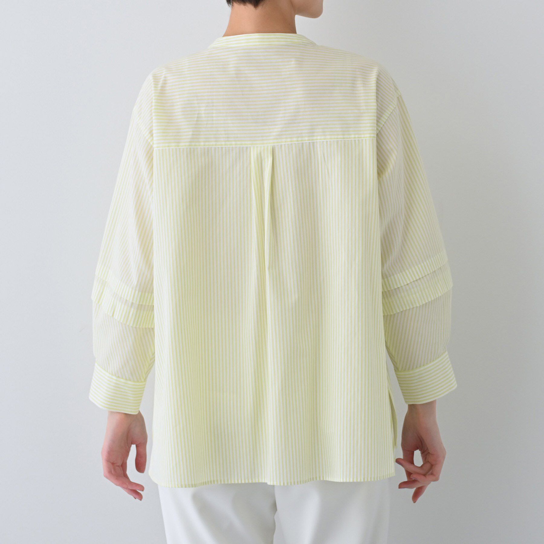 INDIVI「【UVケア／カラーストライプ柄】タックデザインブラウス」|シャツ・ブラウス|