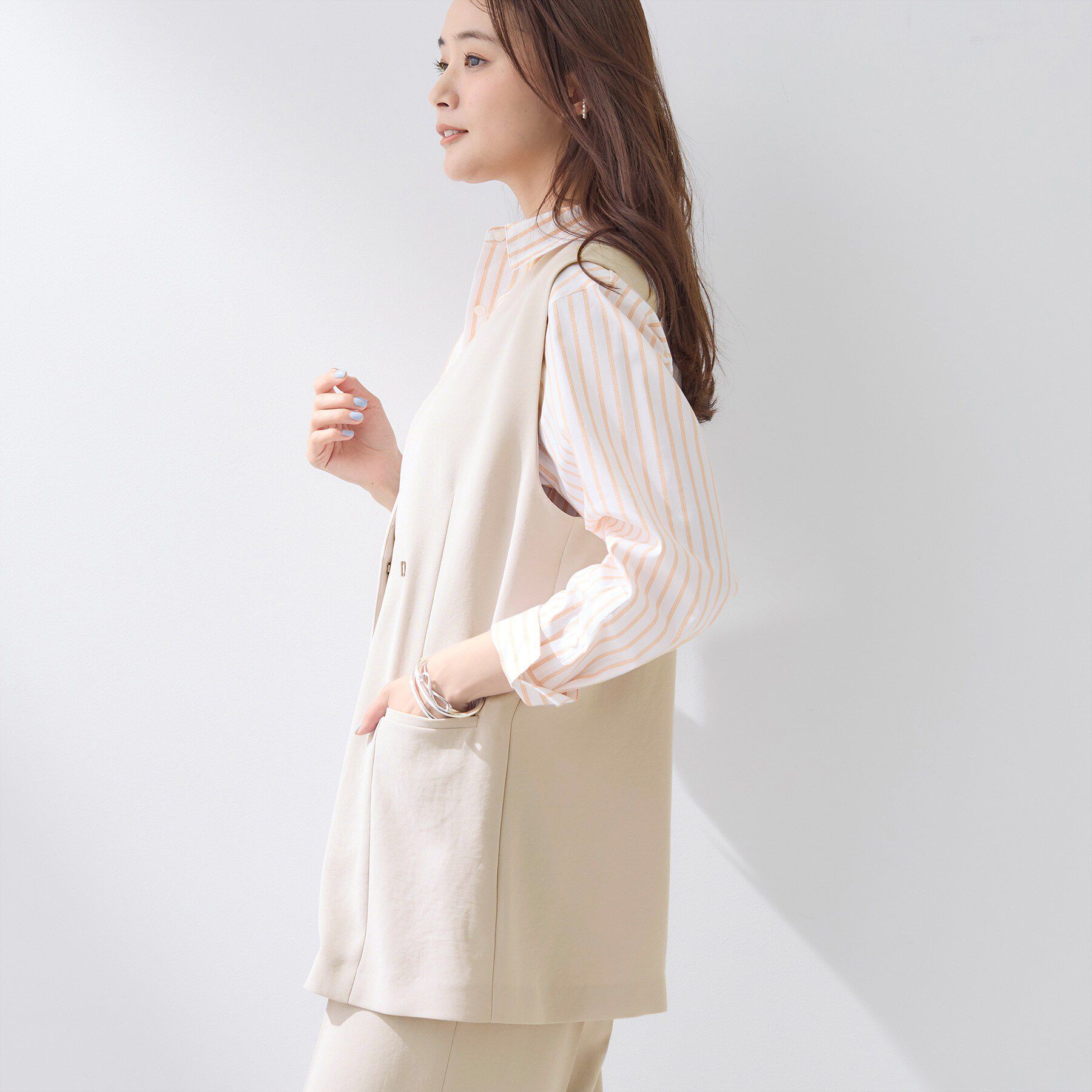 INDIVI「【洗える／多機能／SETUP可】着る日傘ジレジャケット」|ベスト・ジレ|