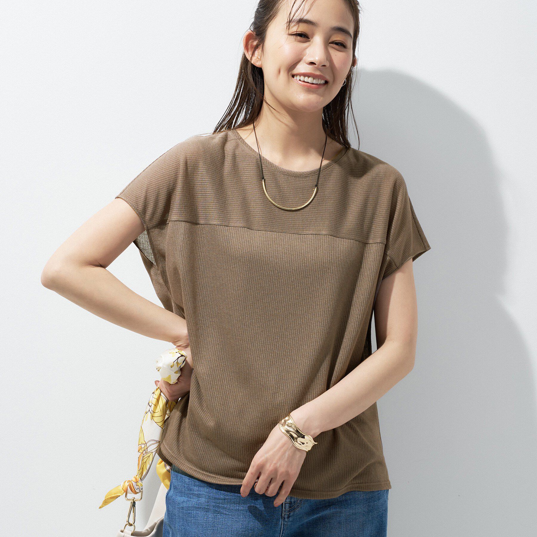 INDIVI「【洗える／アンサンブル可能】シアースストライプトップス」|Tシャツ・カットソー|