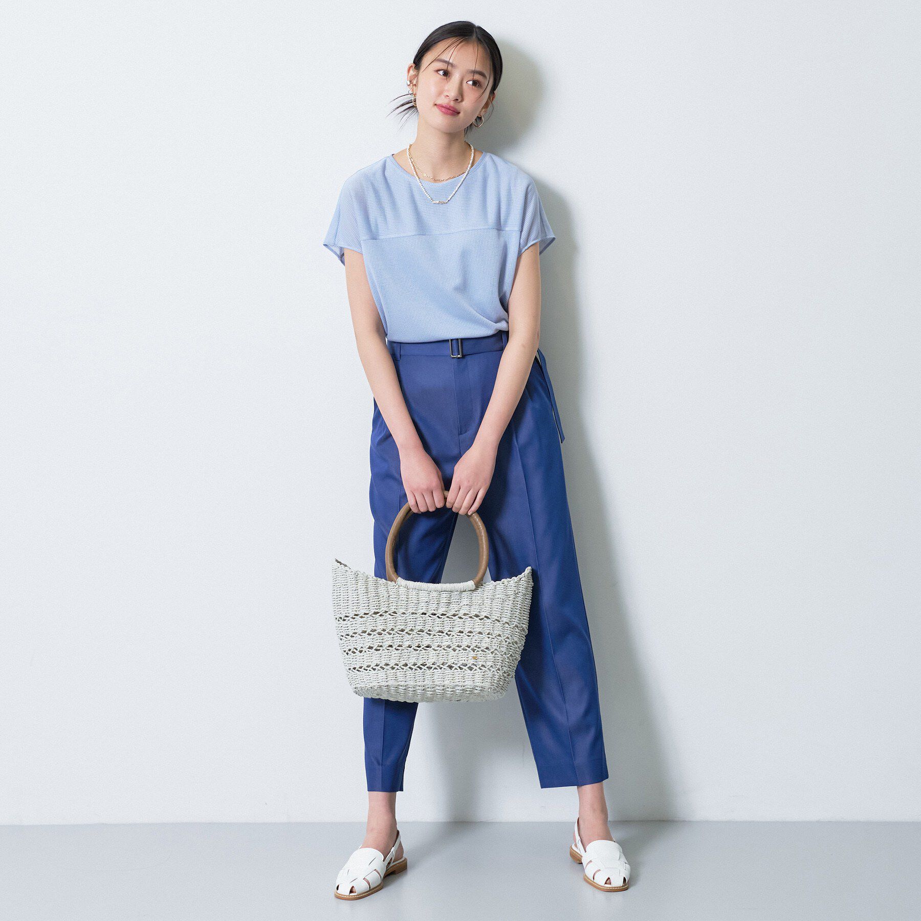 INDIVI「【洗える／アンサンブル可能】シアースストライプトップス」|Tシャツ・カットソー|