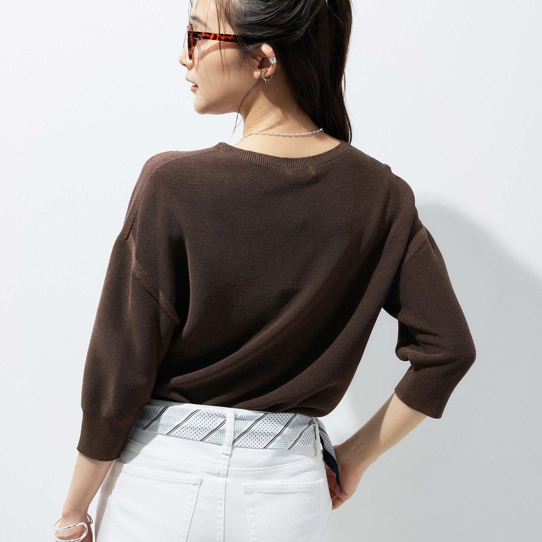 INDIVI「【洗える／ドライタッチ／和紙混】ガーター編みニット」|ニット・セーター|