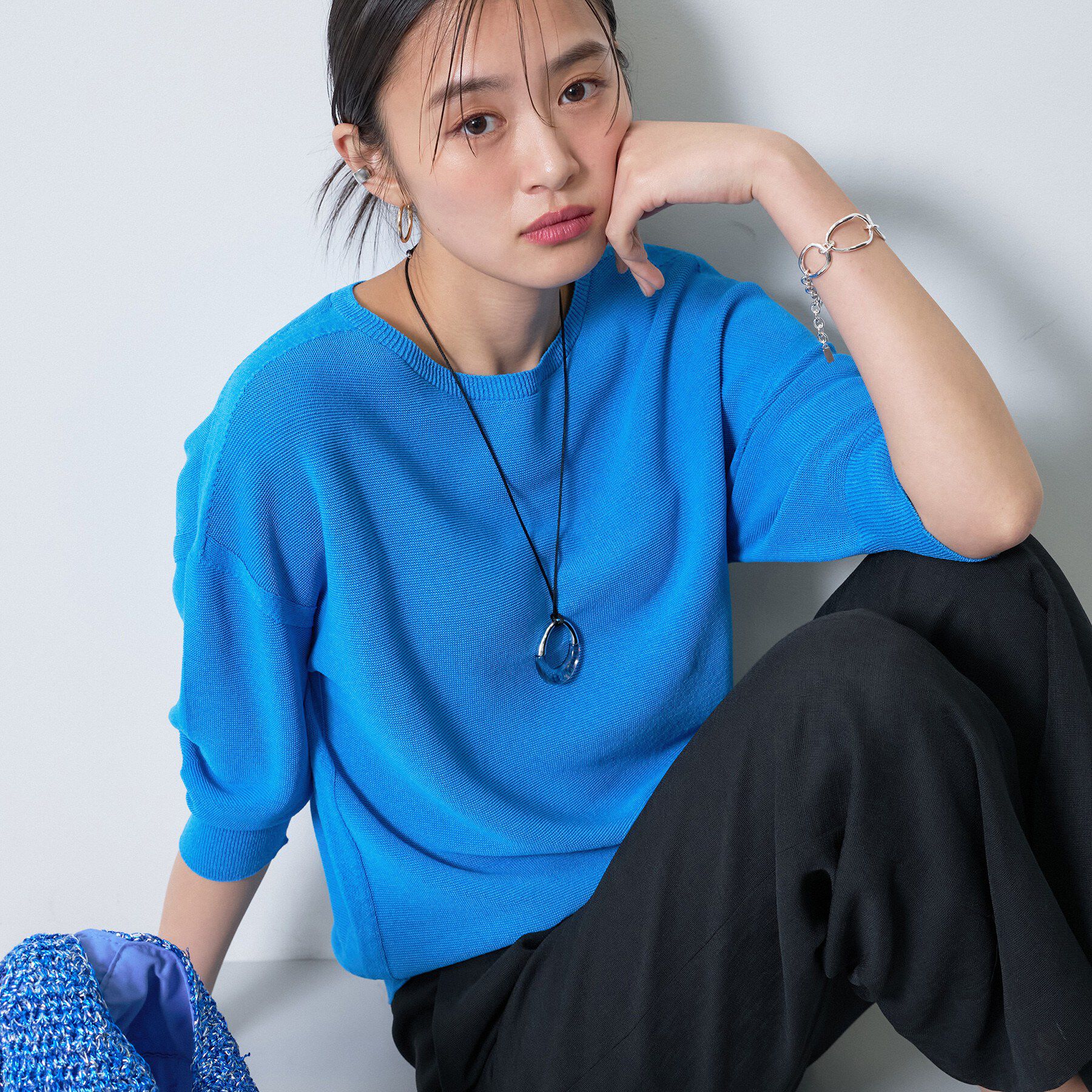 INDIVI「【洗える／ドライタッチ／和紙混】ガーター編みニット」|ニット・セーター|