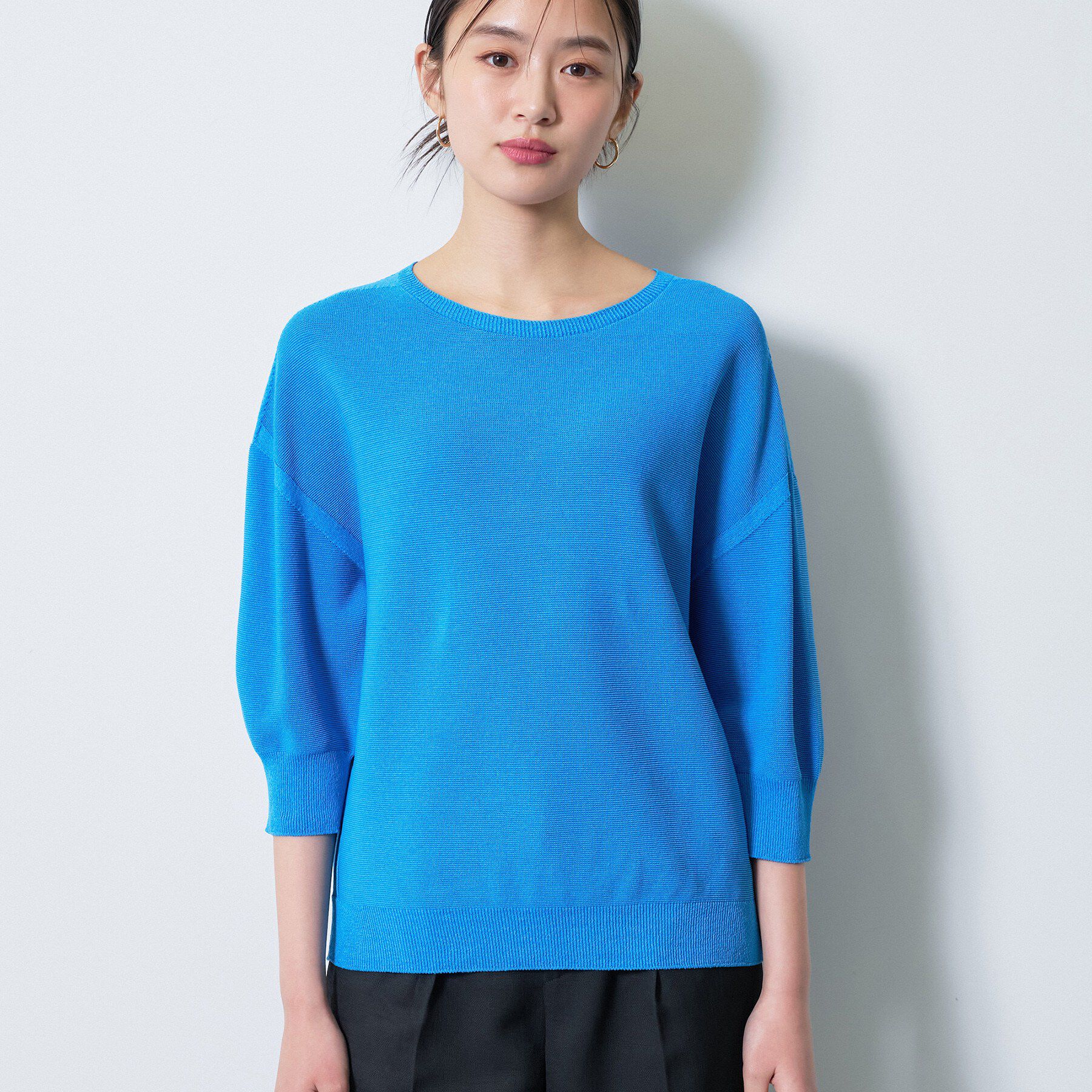 INDIVI「【洗える／ドライタッチ／和紙混】ガーター編みニット」|ニット・セーター|