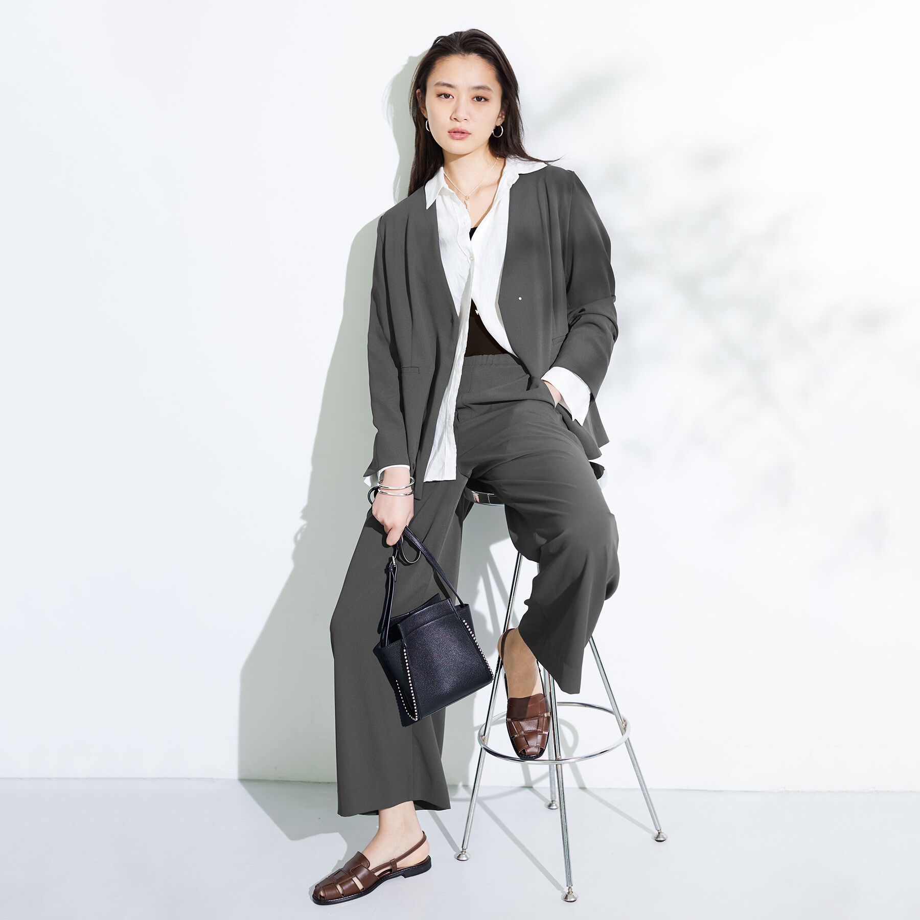 INDIVI「【さらに軽く軽快！／着る日傘】ノーカラージャケット」|ノーカラージャケット|