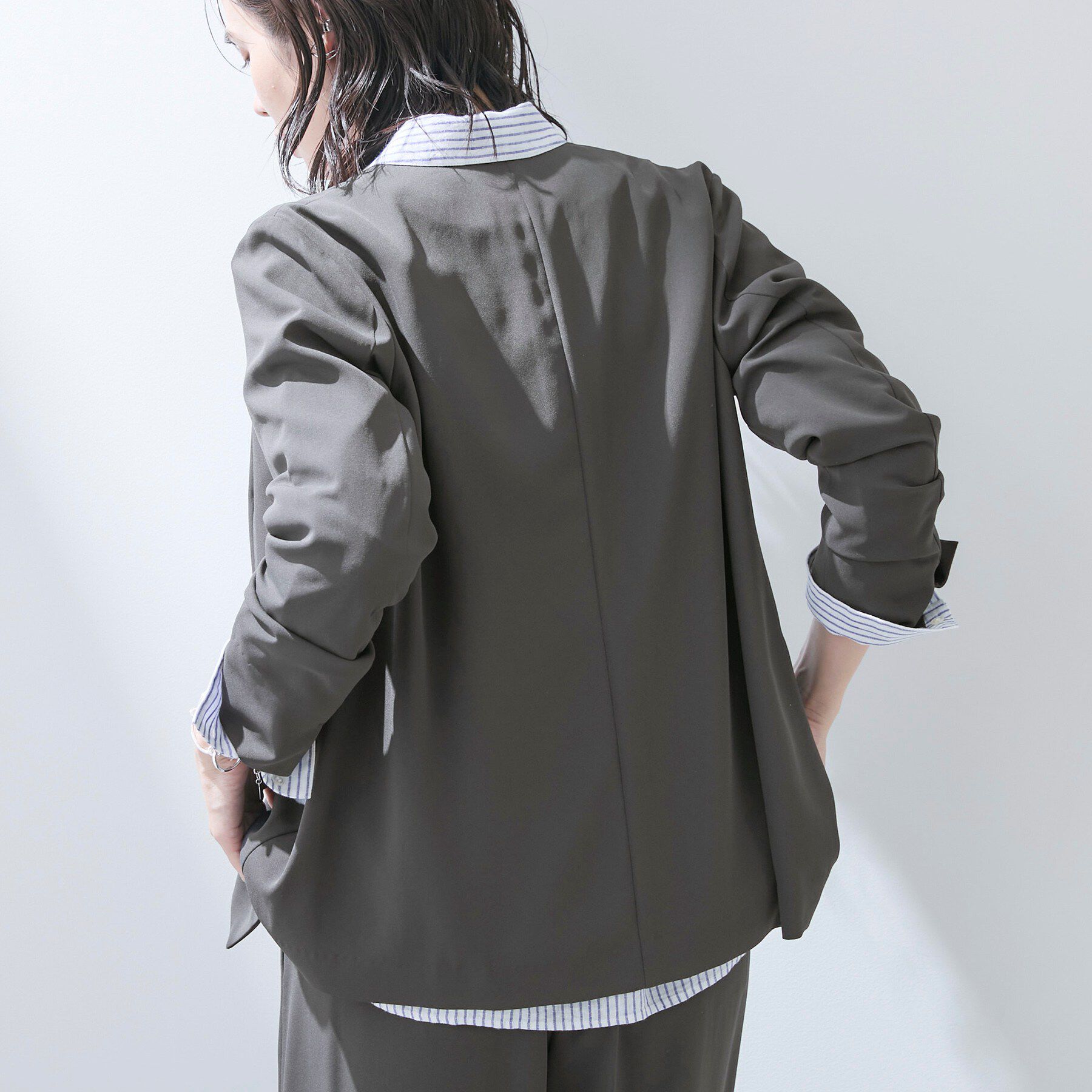 INDIVI「【さらに軽く軽快！／着る日傘】ノーカラージャケット」|ノーカラージャケット|