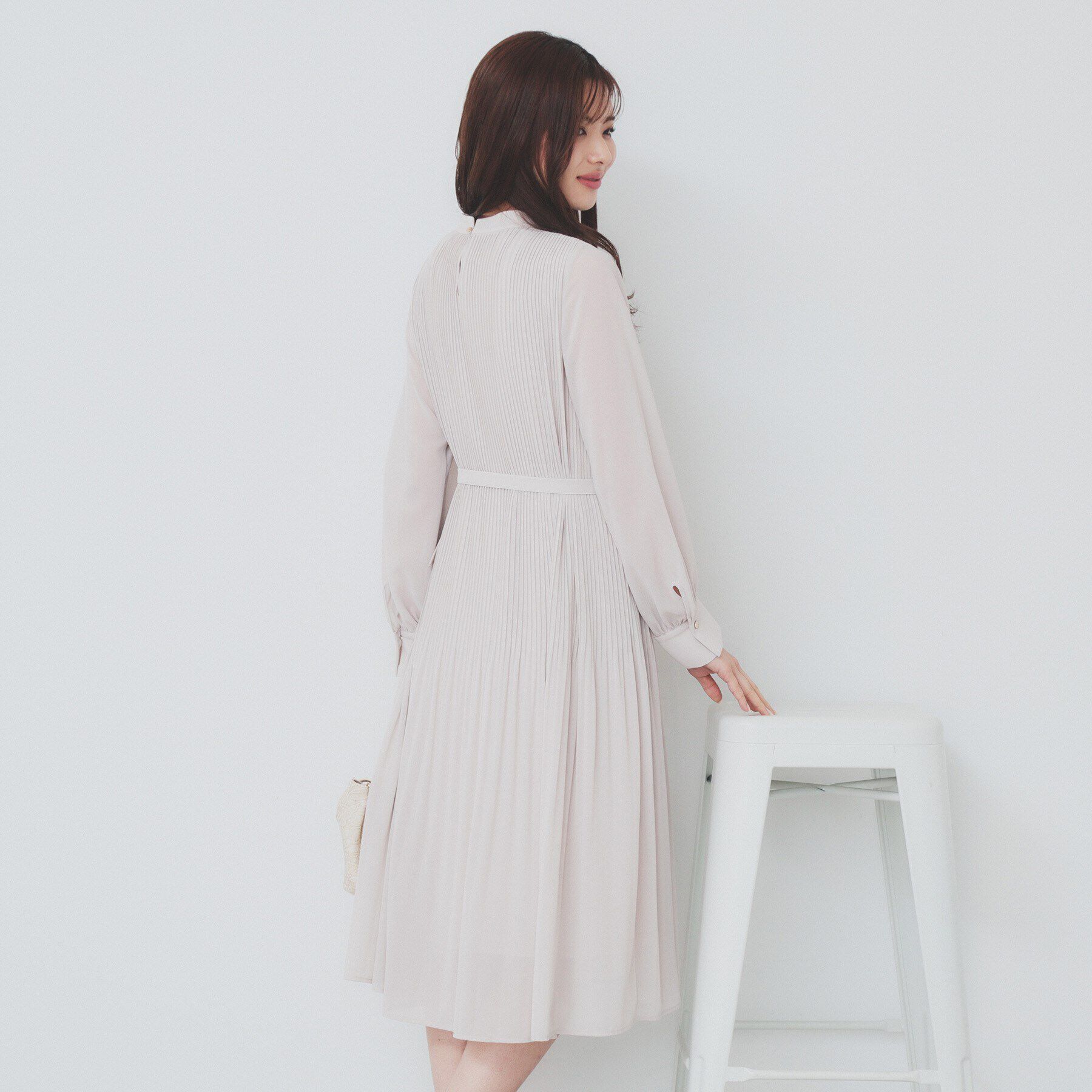 index「ベルト付きプリーツフレアワンピース【洗濯機洗い可/防シワ】」|ワンピース|