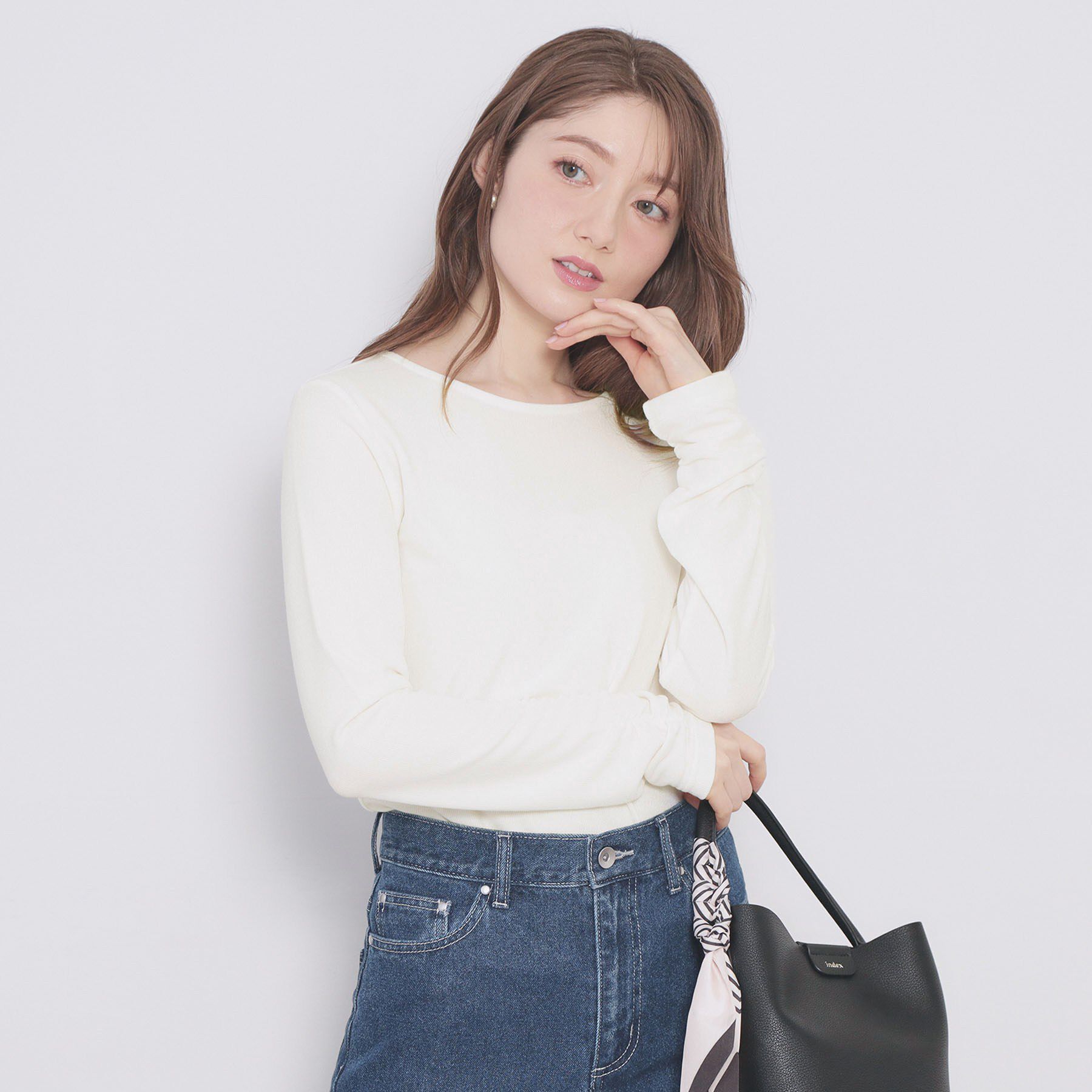 index「ラメシアーリブトップス【洗濯機OK/接触冷感】」|Tシャツ・カットソー|オフホワイト(003