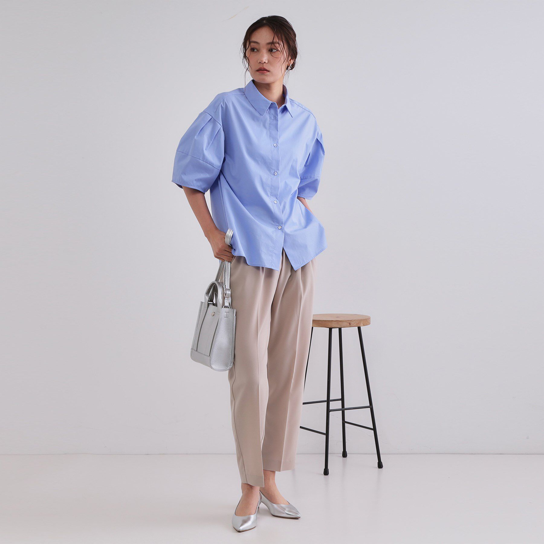 OPAQUE.CLIP「《美人百花掲載》ランタンスリーブシャツ【洗濯機洗い可】」|シャツ・ブラウス|