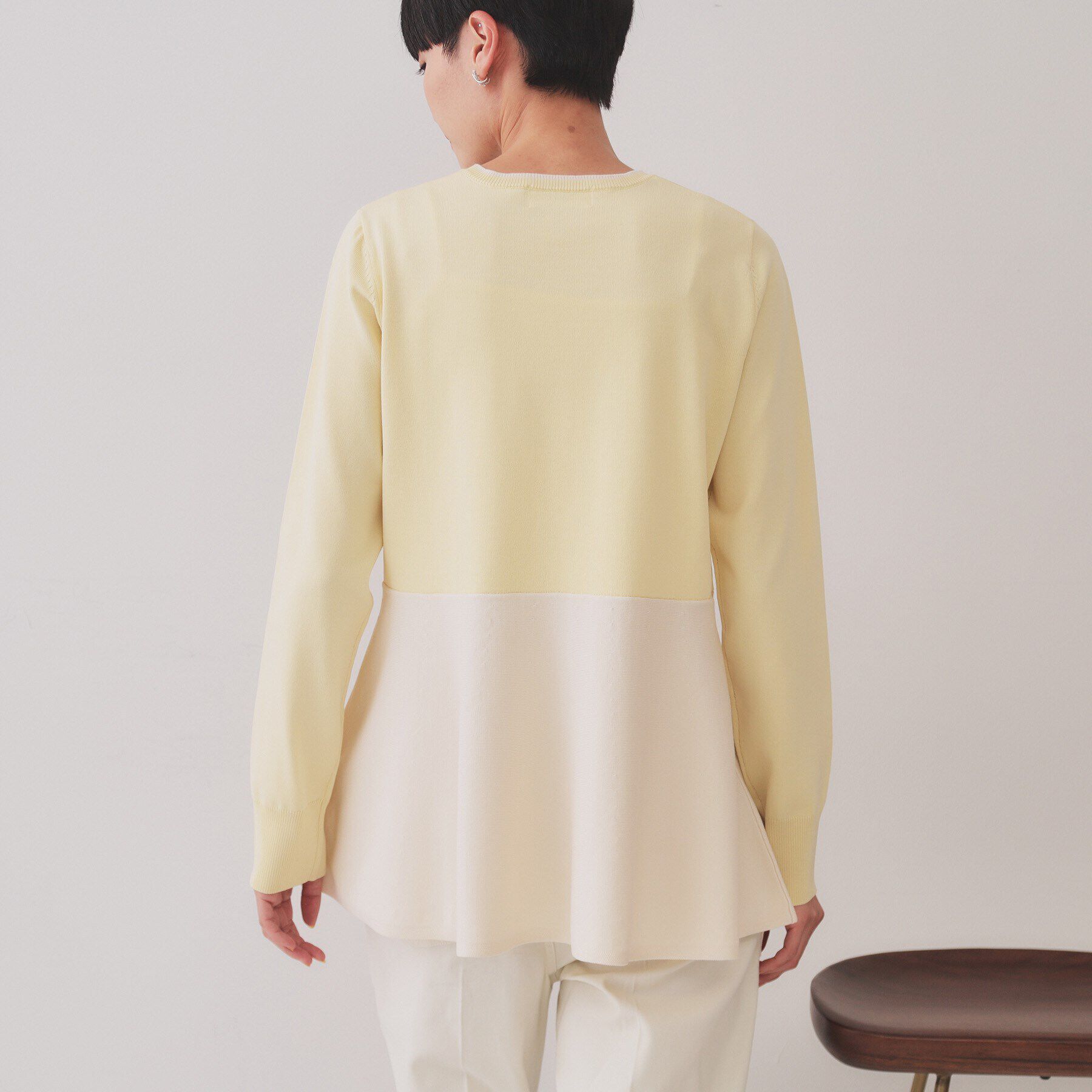 OPAQUE.CLIP「配色ペプラムニット【洗濯機洗い可／抗ピル】」|ニット・セーター|