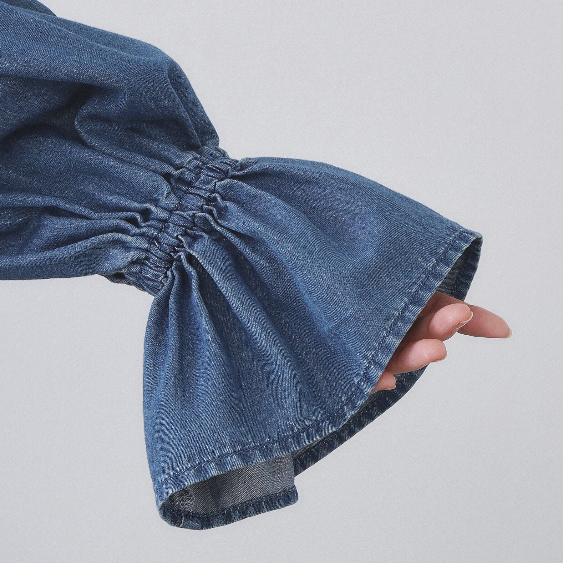 OPAQUE.CLIP「セルロース混デニムフリルブラウス【洗濯機OK】」|シャツ・ブラウス|