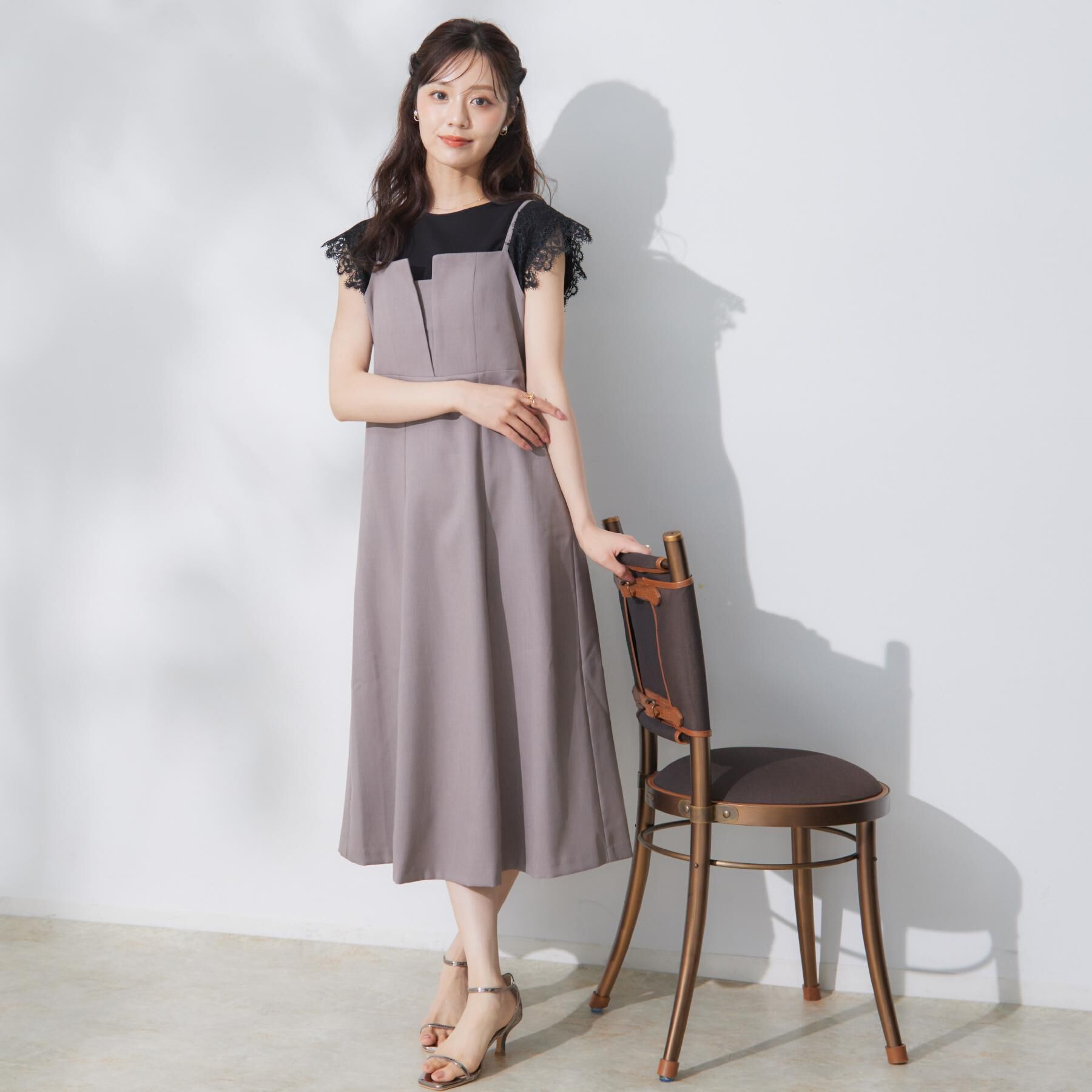 Couture broach「【洗える・大人可愛い】リネンライクアソートキャミワンピース」|ワンピース|