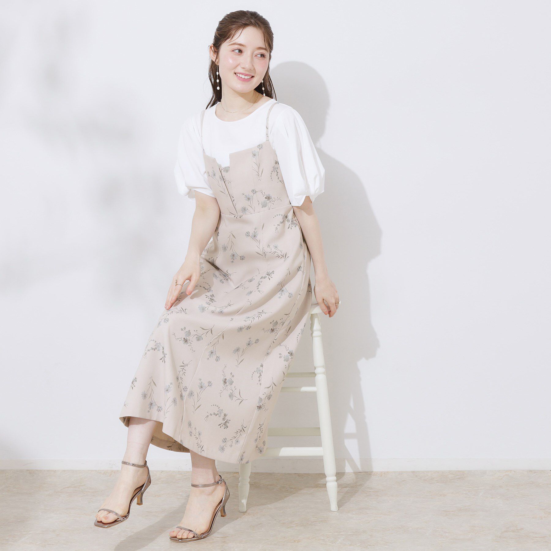 Couture broach「【洗える・大人可愛い】リネンライクアソートキャミワンピース」|ワンピース|グレージュ(150)