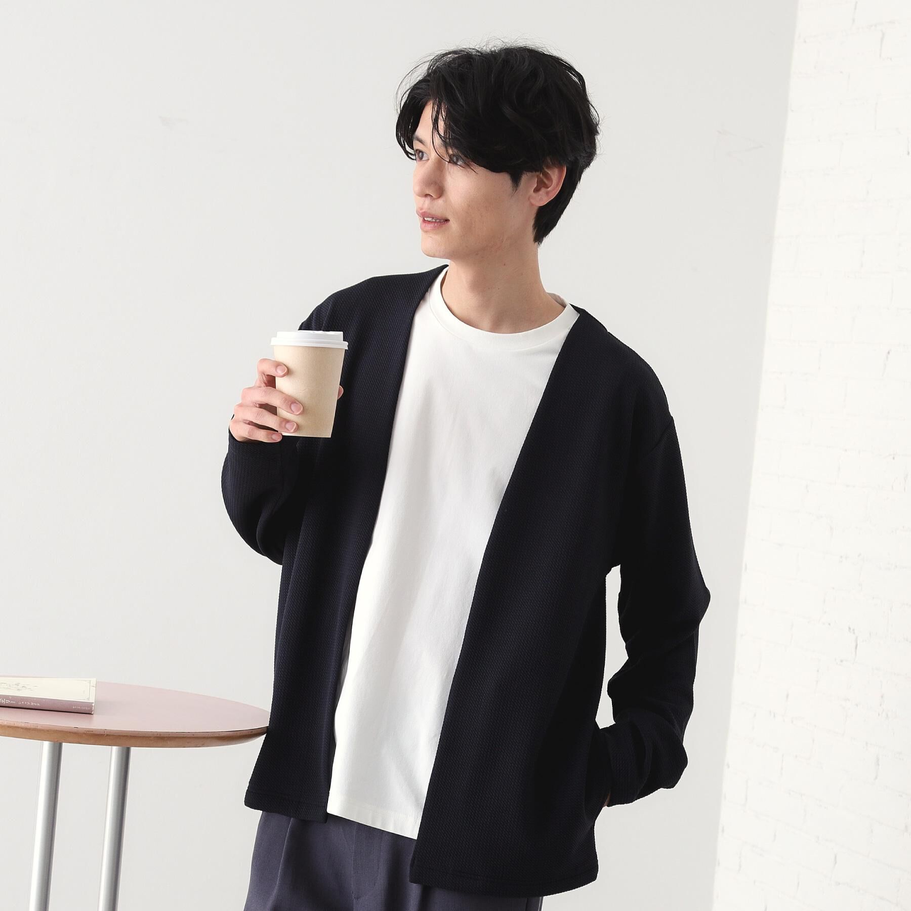 THE SHOP TK「ミニフクレアンサンブルカーディガン 【長袖カーディガン＋半袖Tシャツセットアイテム】」|カーディガン|