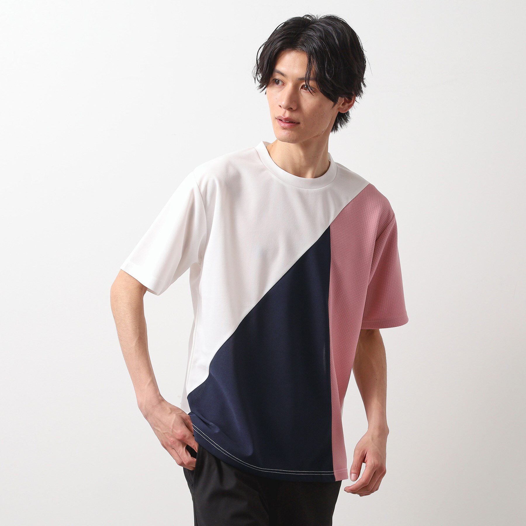 THE SHOP TK「アムンゼン異素材切替半袖Tシャツ」|Tシャツ・カットソー|