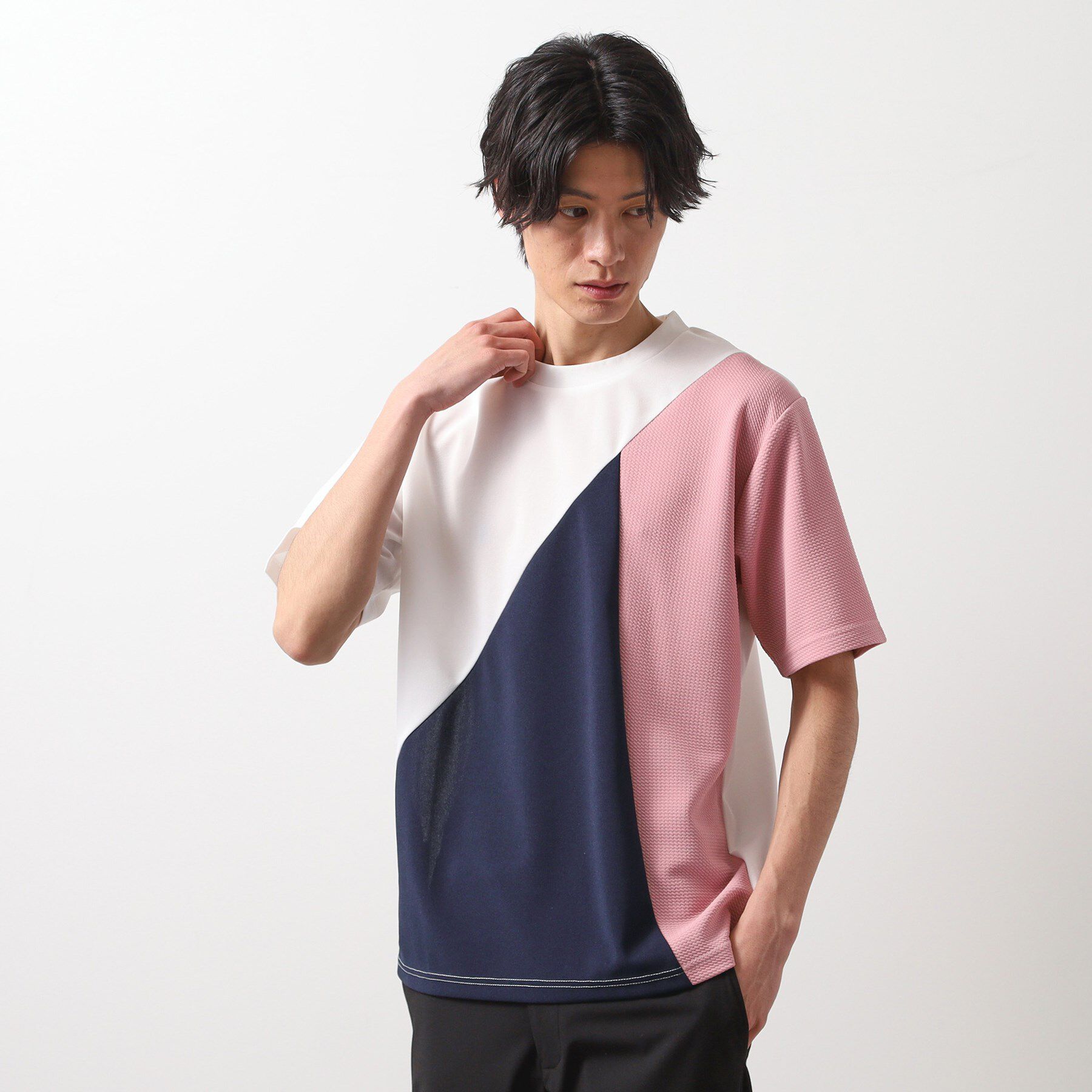 THE SHOP TK「アムンゼン異素材切替半袖Tシャツ」|Tシャツ・カットソー|オフホワイト(603