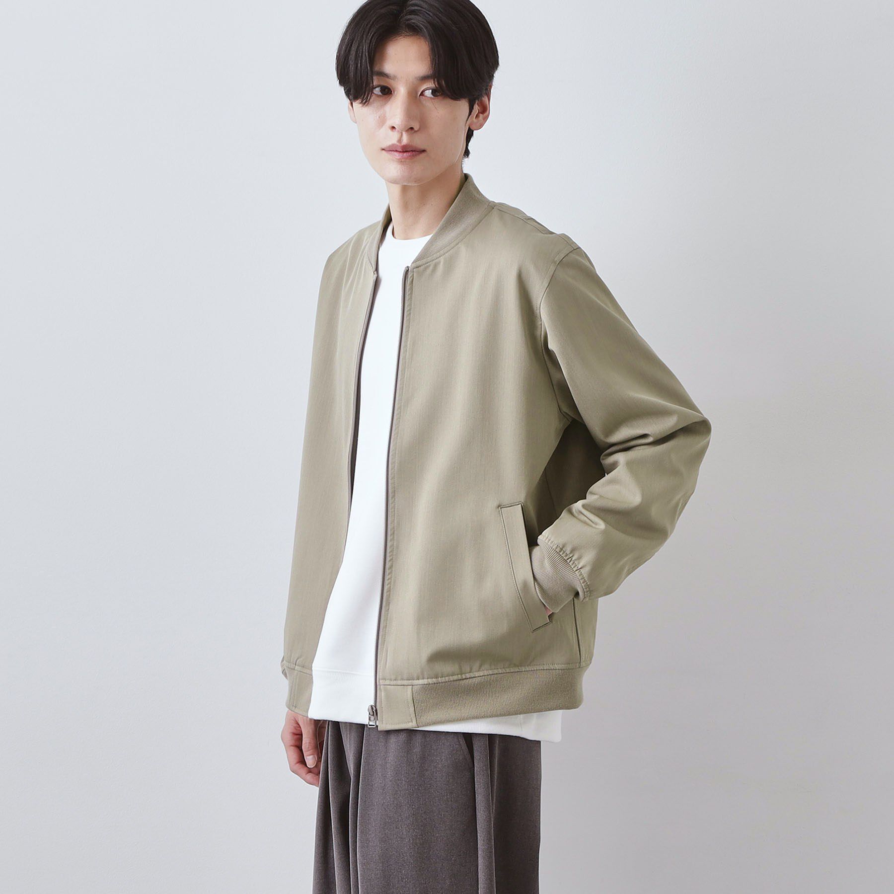 THE SHOP TK「FLEX LINE ストレッチリブブルゾン　ストレッチ/防シワ/マシンウォッシャブル/セットアップ可」|ブルゾン・スタジャン|