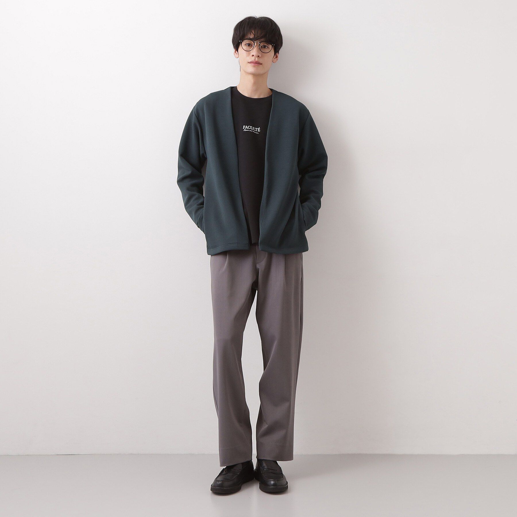 THE SHOP TK「【2点セット】カーディガン＋半袖Tシャツ 洗濯機OK」|カーディガン|