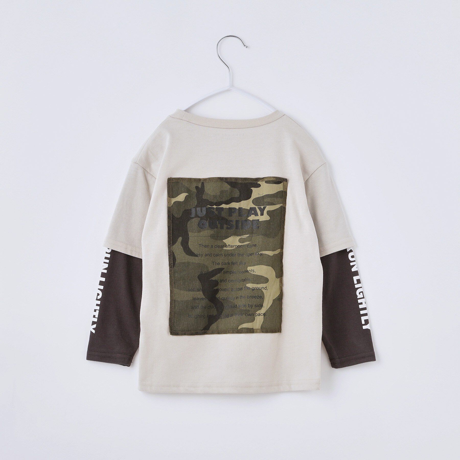 THE SHOP TK「【110-160】袖レイヤード長袖迷彩アップリケ」|Tシャツ・カットソー|