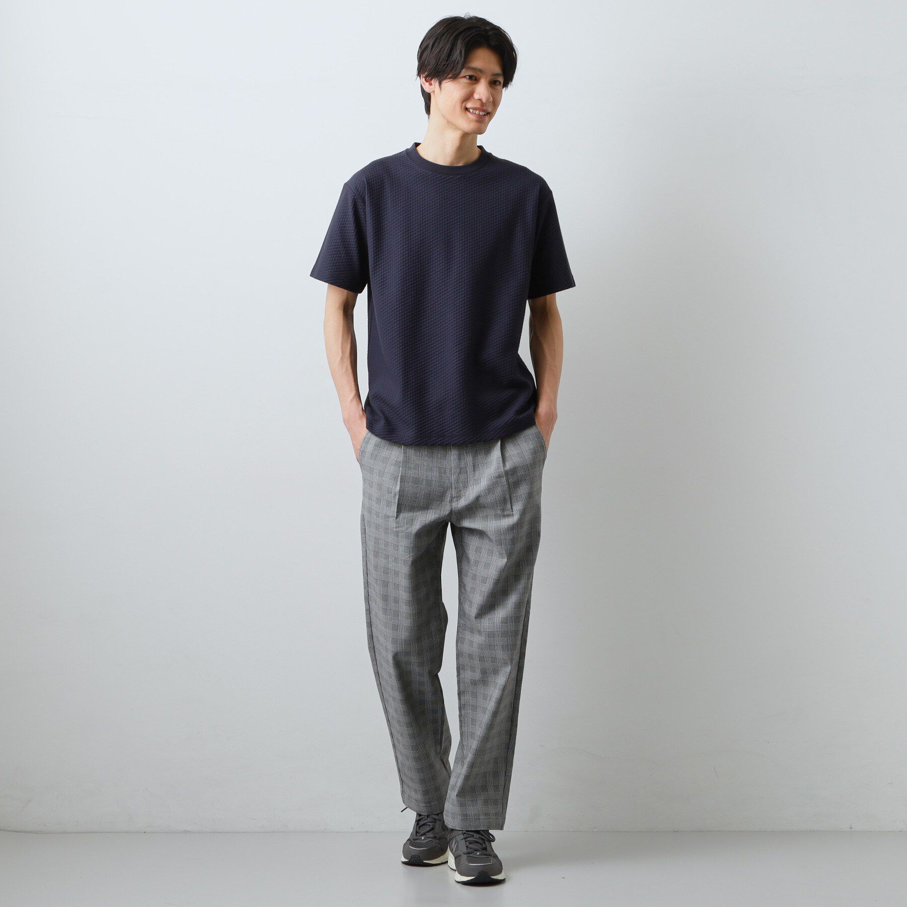 THE SHOP TK「【カジュアルすぎないキレイめTシャツ】ハニカム リンクス半袖Tシャツ 洗濯機OK」|Tシャツ・カットソー|