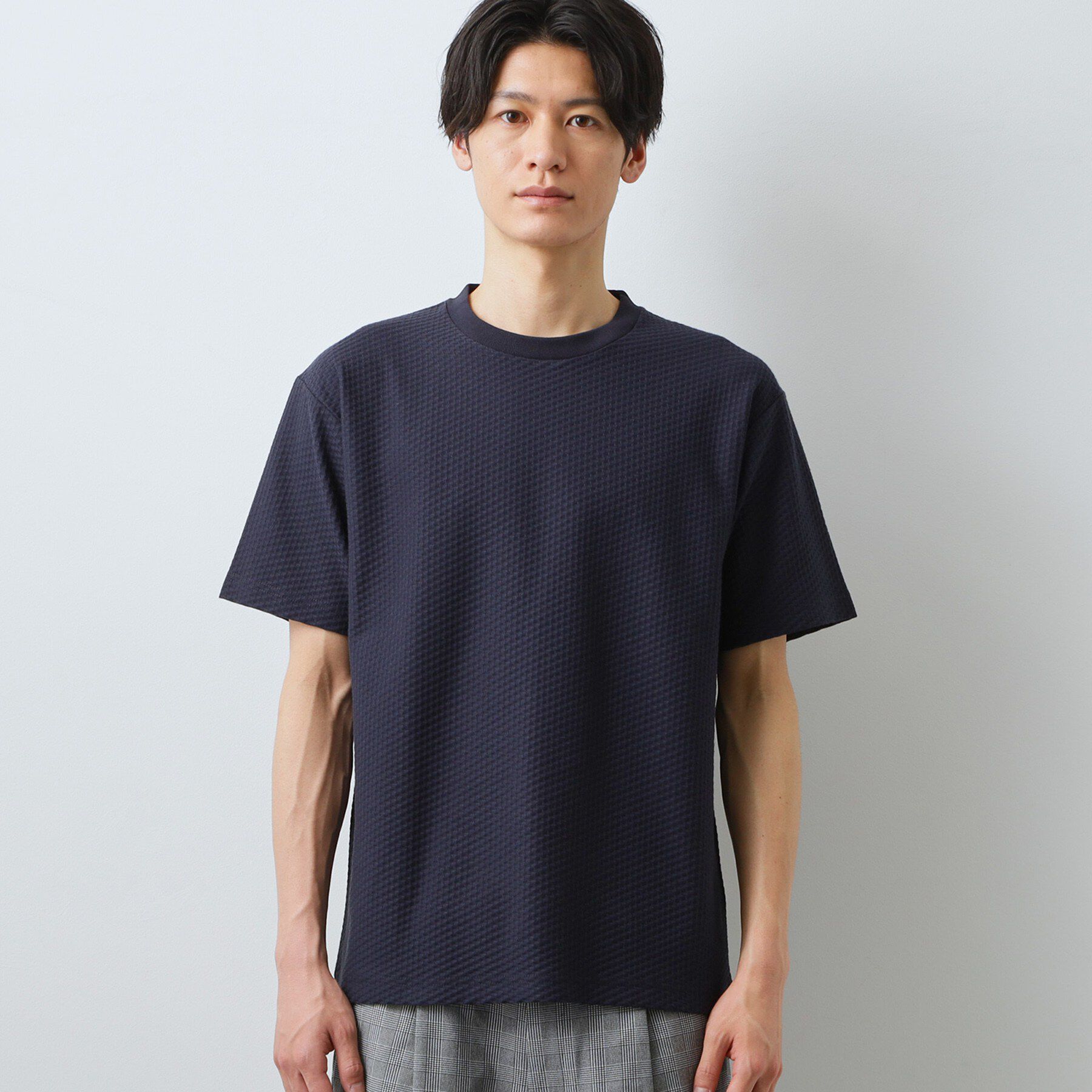 THE SHOP TK「【カジュアルすぎないキレイめTシャツ】ハニカム リンクス半袖Tシャツ 洗濯機OK」|Tシャツ・カットソー|