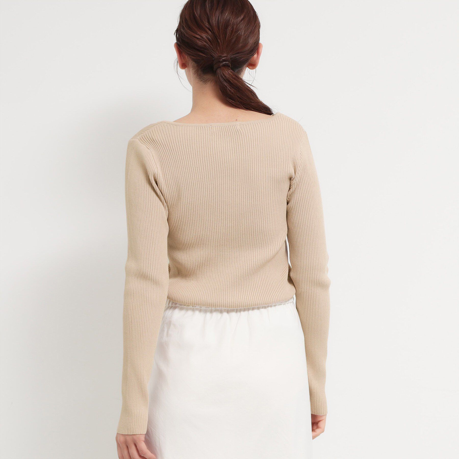 THE SHOP TK「レースレイヤードリブニット」|ニット・セーター|