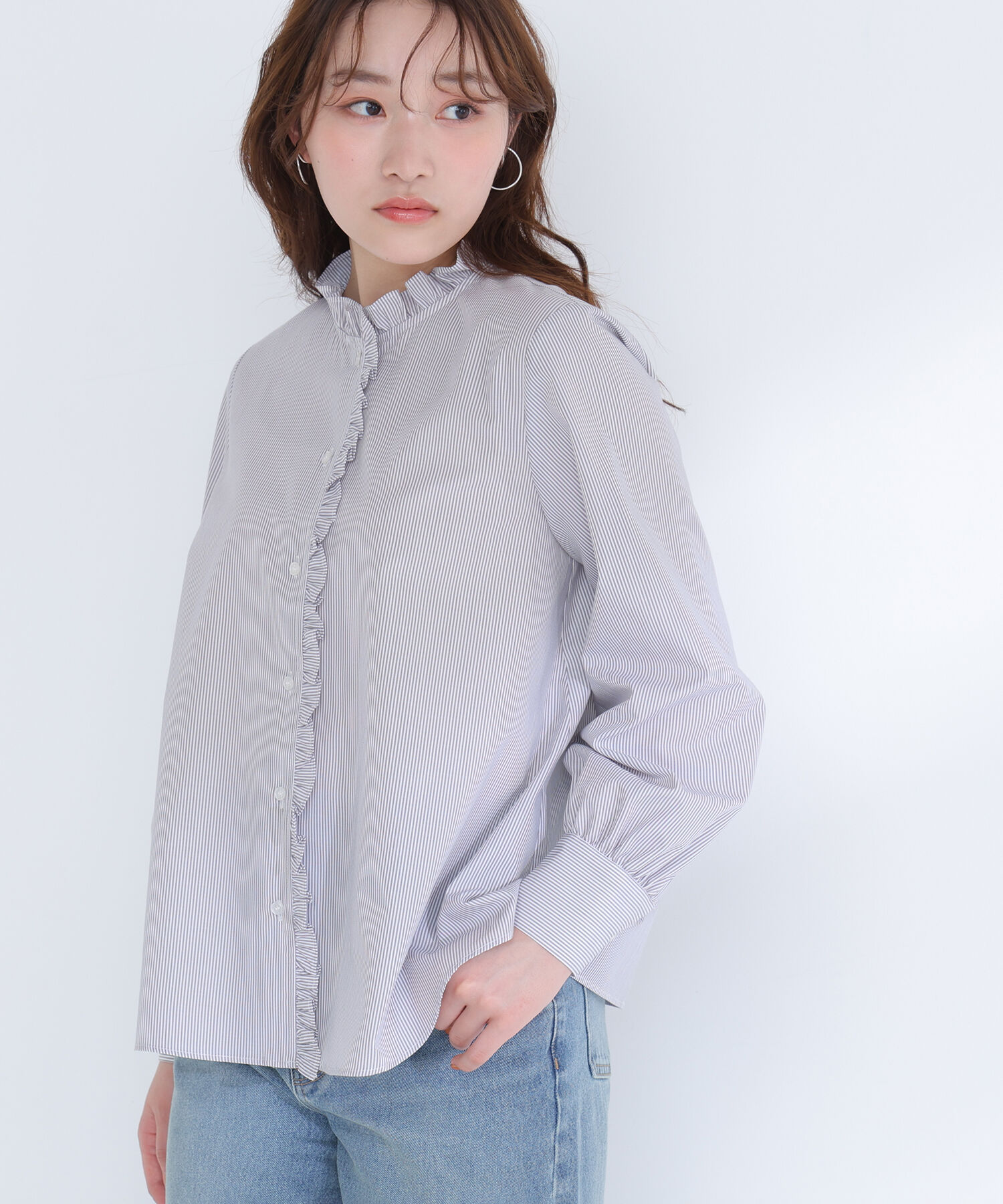  「スタンドネックフリルブラウス」|シャツ・ブラウス|