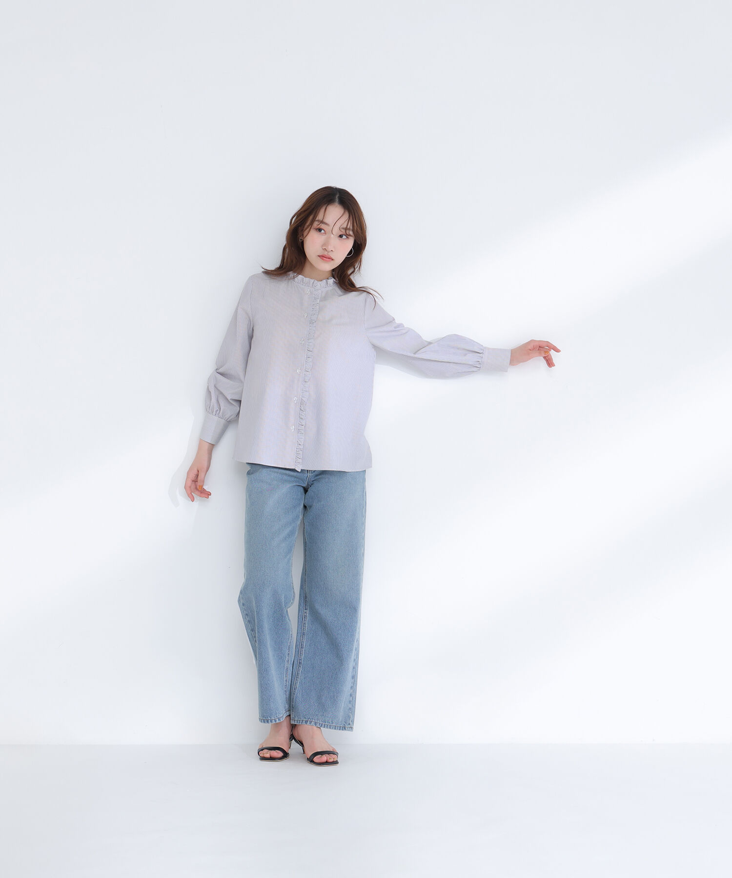  「スタンドネックフリルブラウス」|シャツ・ブラウス|