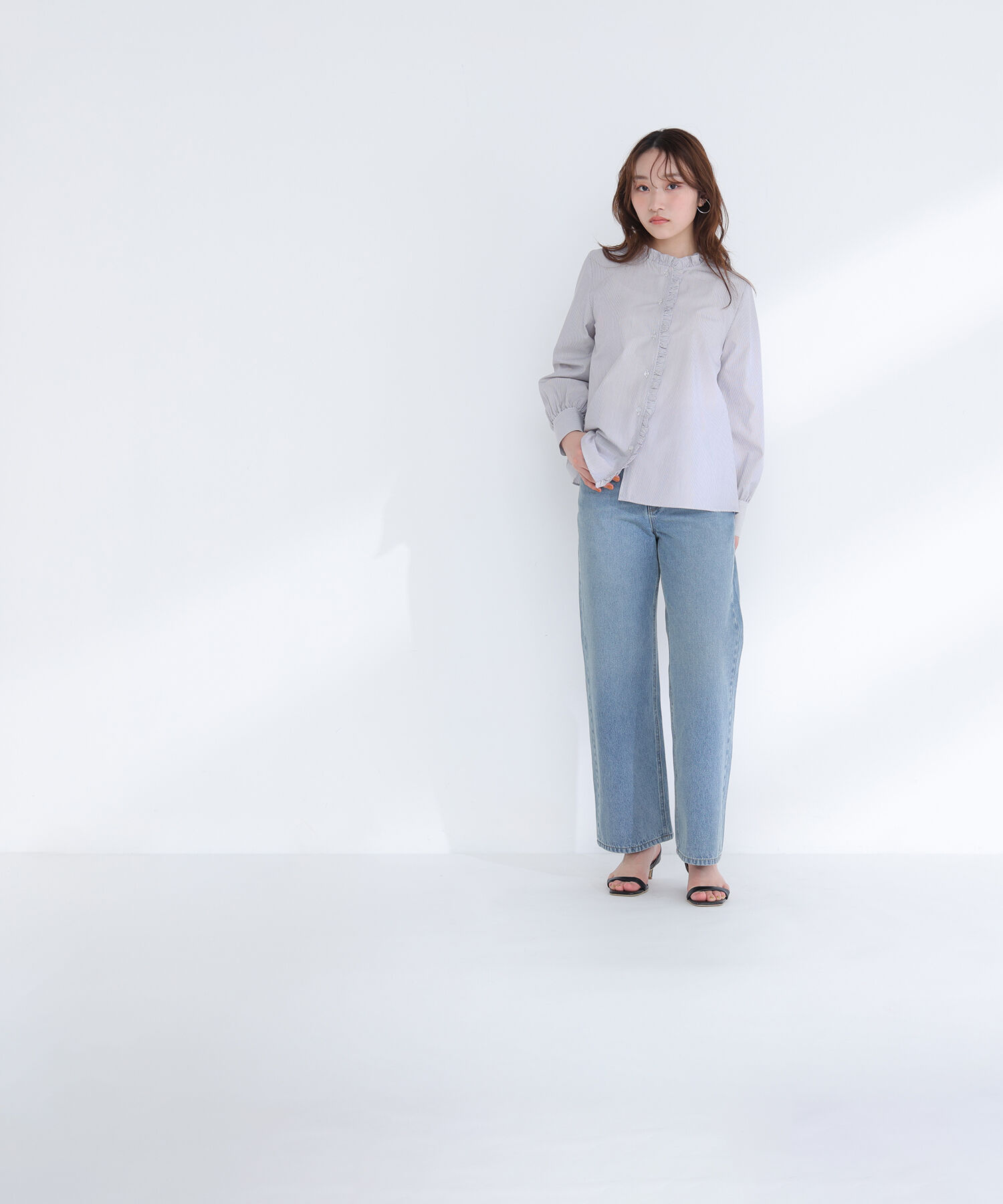  「スタンドネックフリルブラウス」|シャツ・ブラウス|