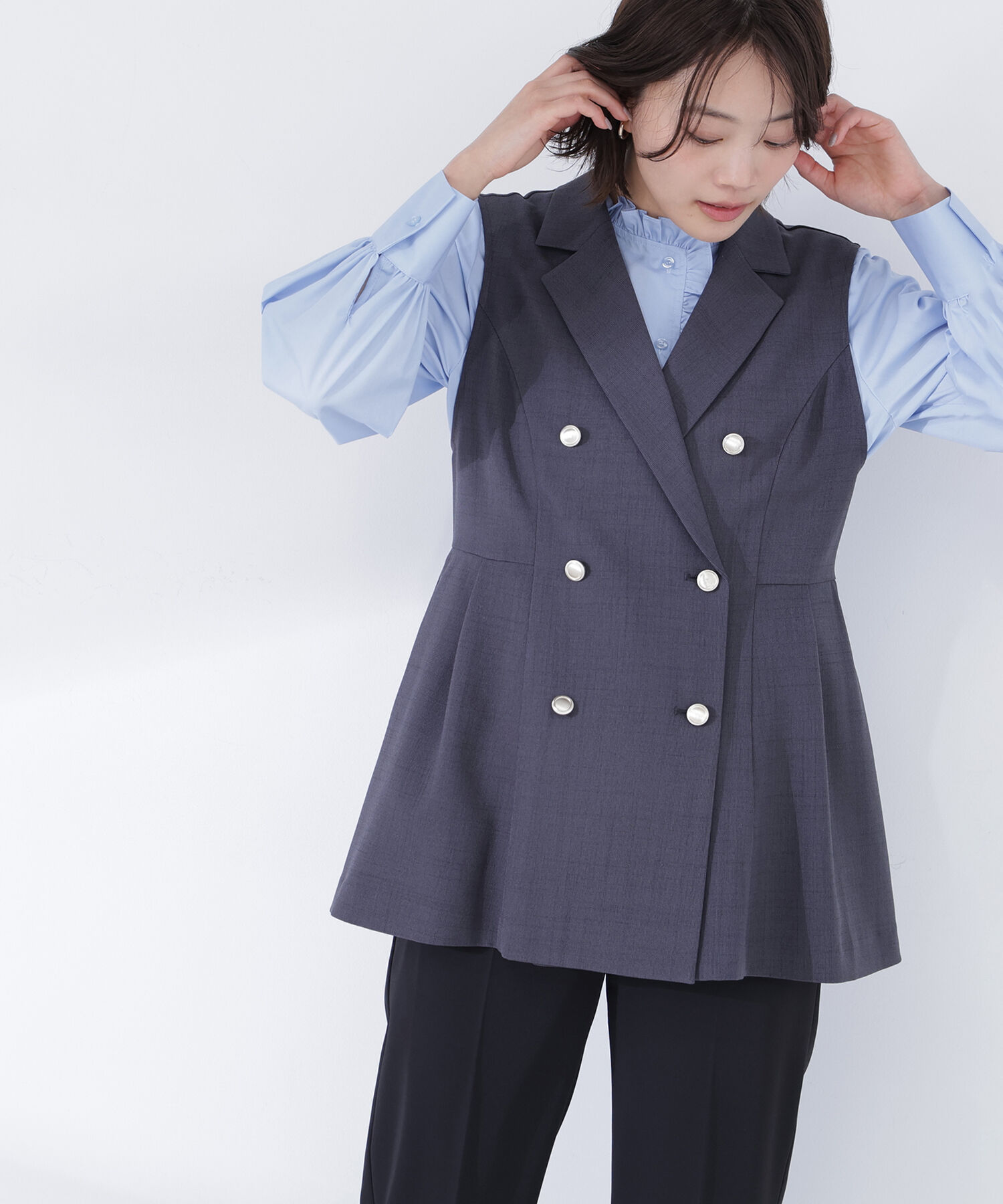  「スタンドネックフリルブラウス」|シャツ・ブラウス|