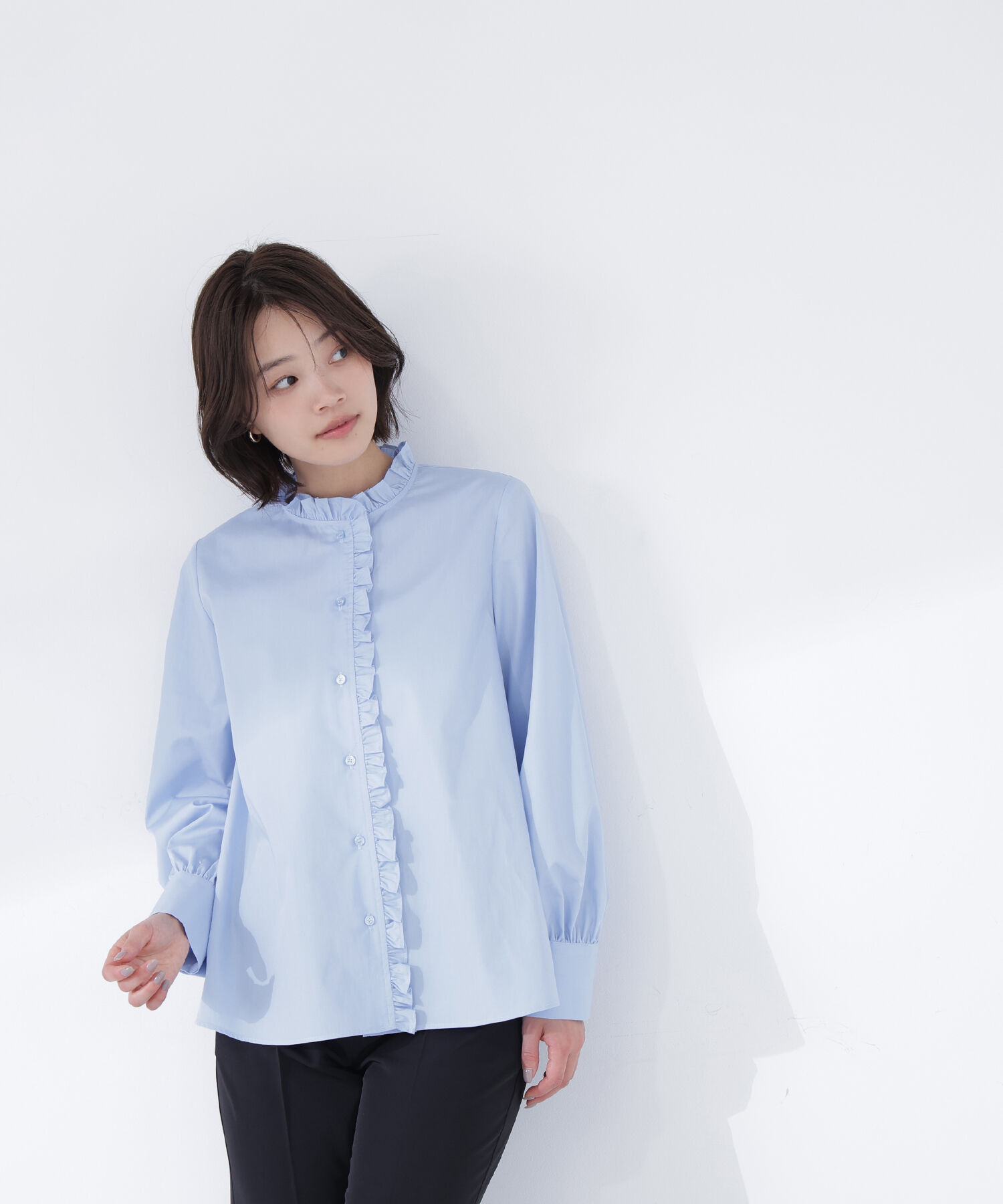  「スタンドネックフリルブラウス」|シャツ・ブラウス|