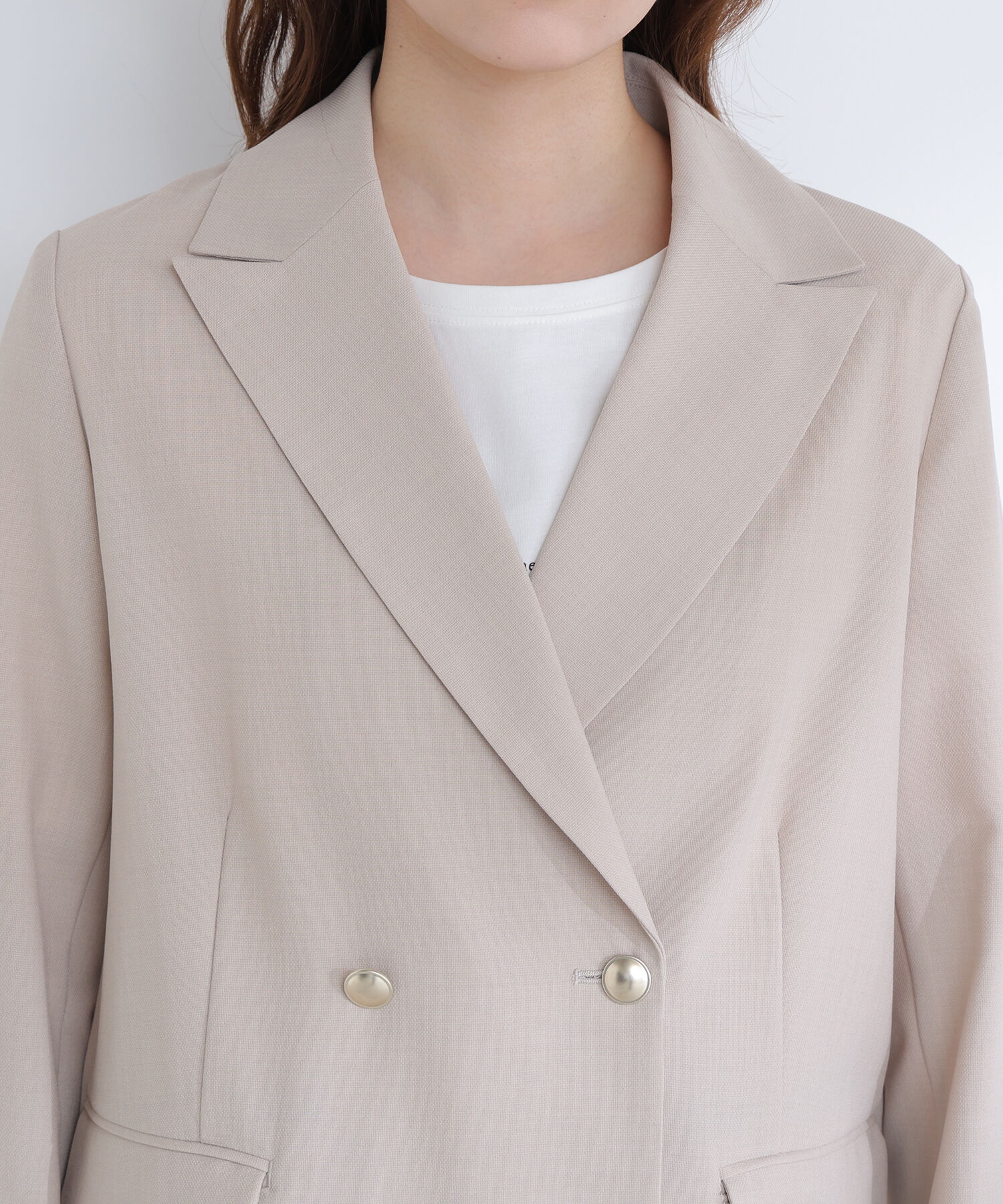  「リネンライクダブルブレストボクシージャケット」|ブルゾン・スタジャン|