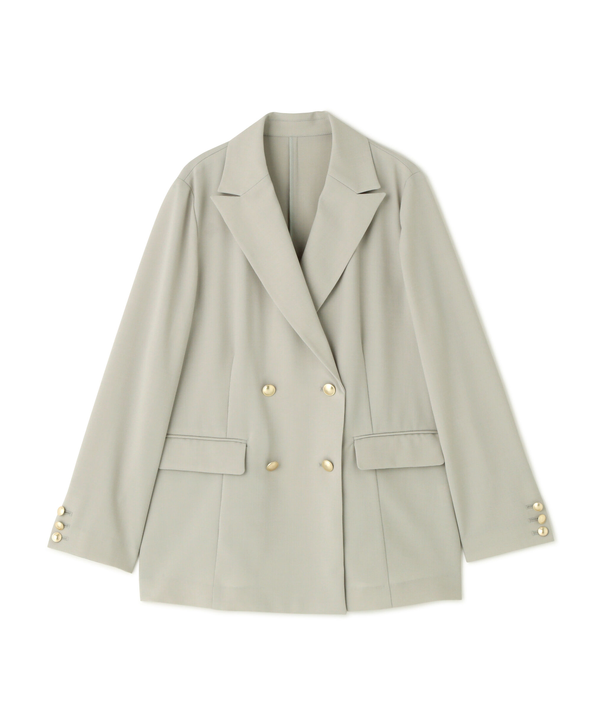  「リネンライクダブルブレストボクシージャケット」|ブルゾン・スタジャン|