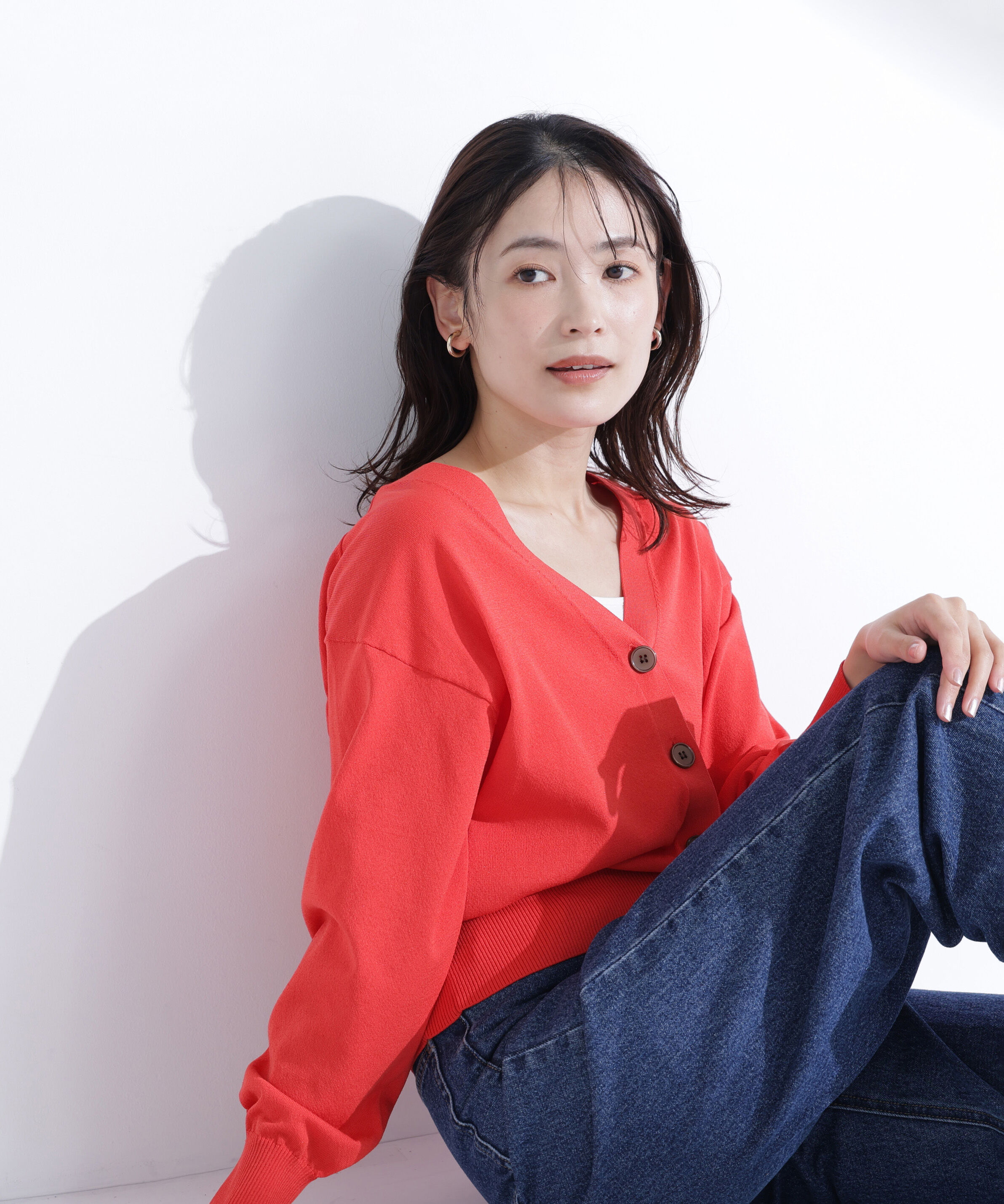  「毎日頼れる！右腕カーデ」|ニット・セーター|レッド