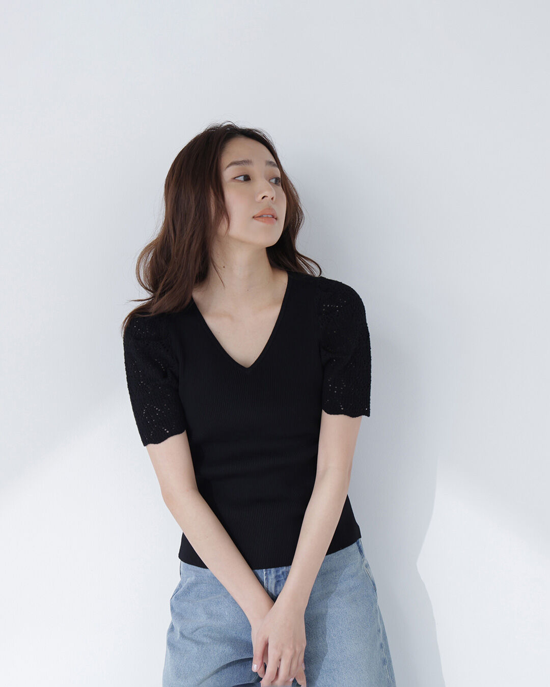  「柄編みスリーブニット」|ニット・セーター|