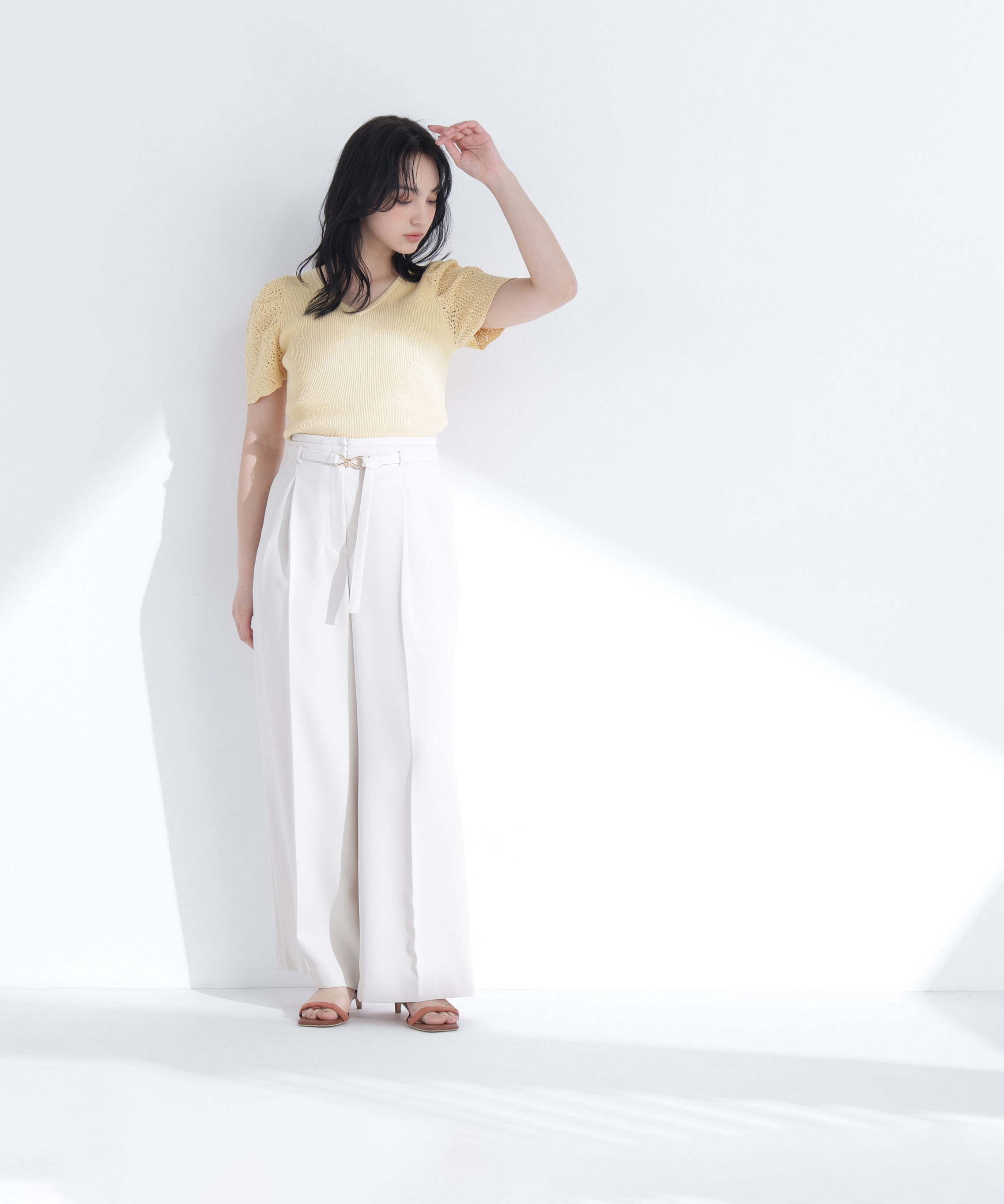  「柄編みスリーブニット」|ニット・セーター|