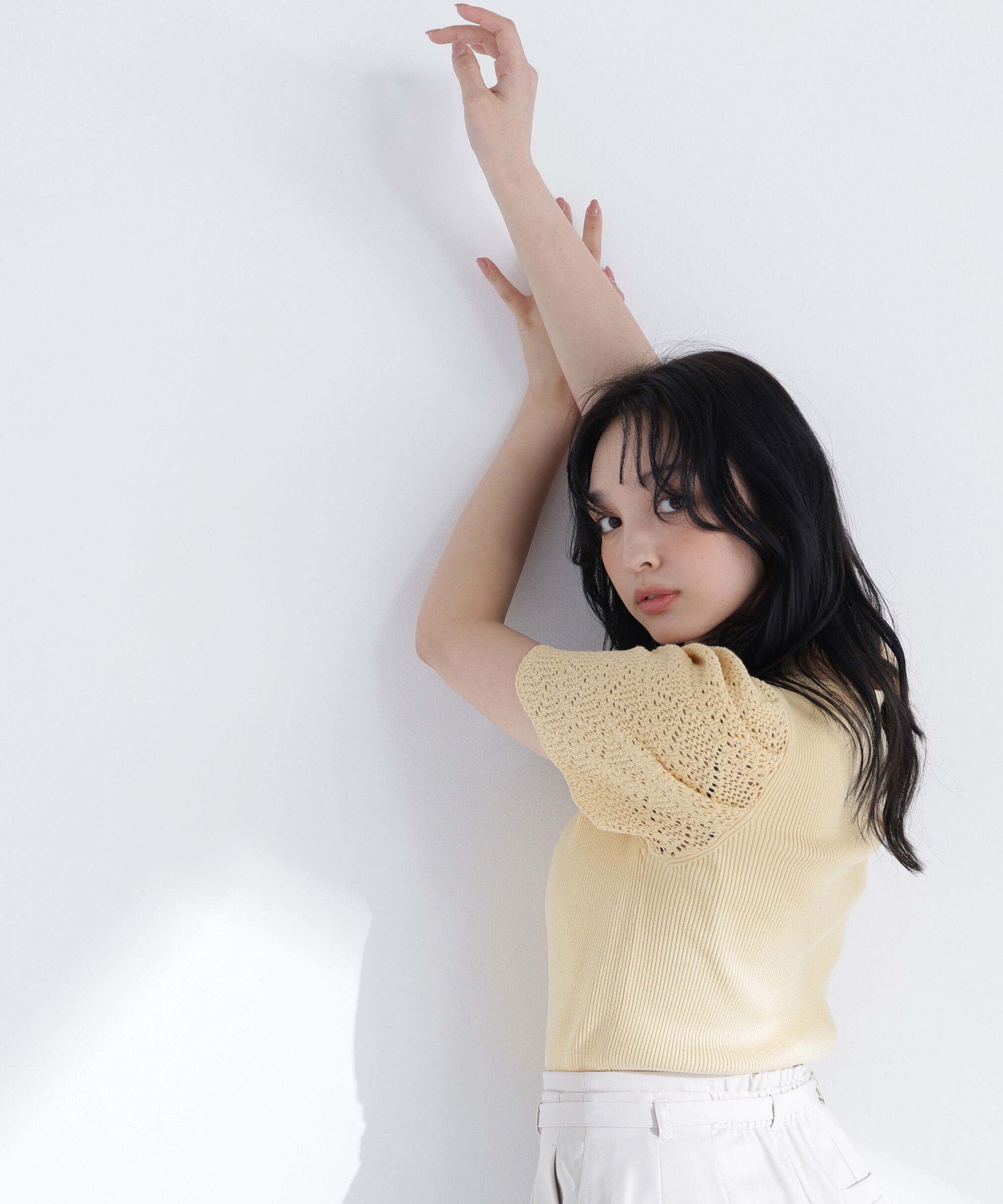  「柄編みスリーブニット」|ニット・セーター|