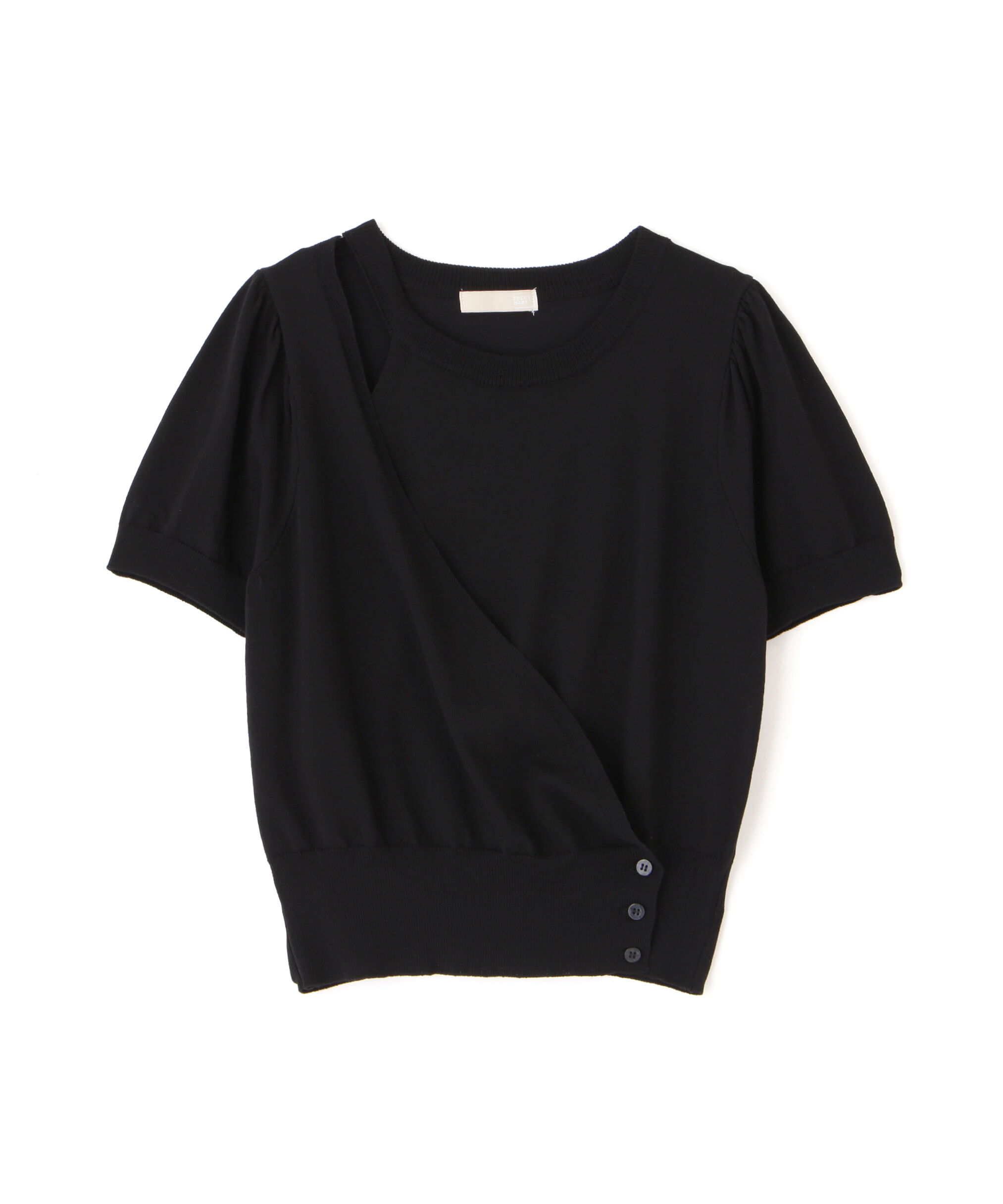  「キャミレイヤードカシュクール半袖ニット」|ニット・セーター|