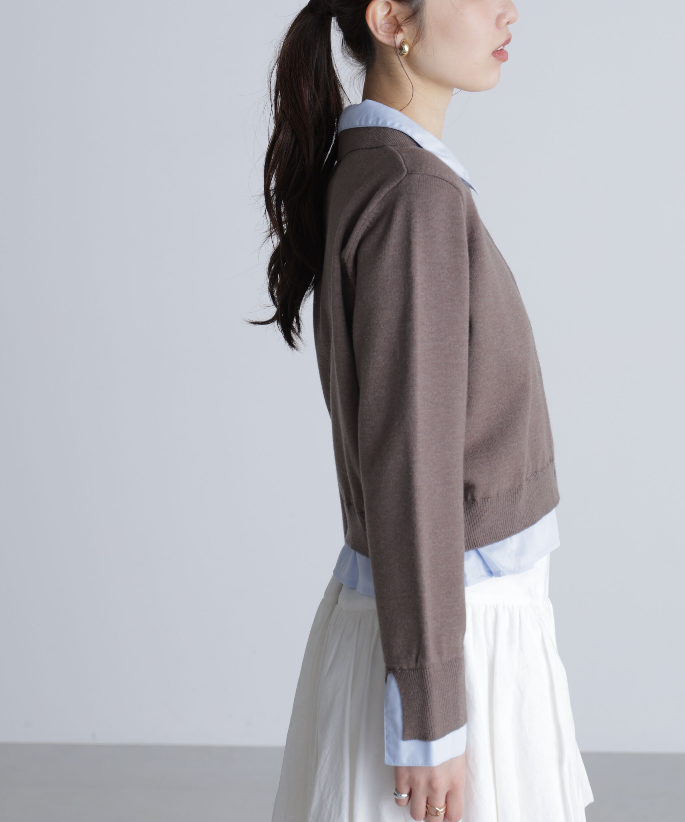  「シャツフェイクレイヤードポロカーディガン」|ニット・セーター|