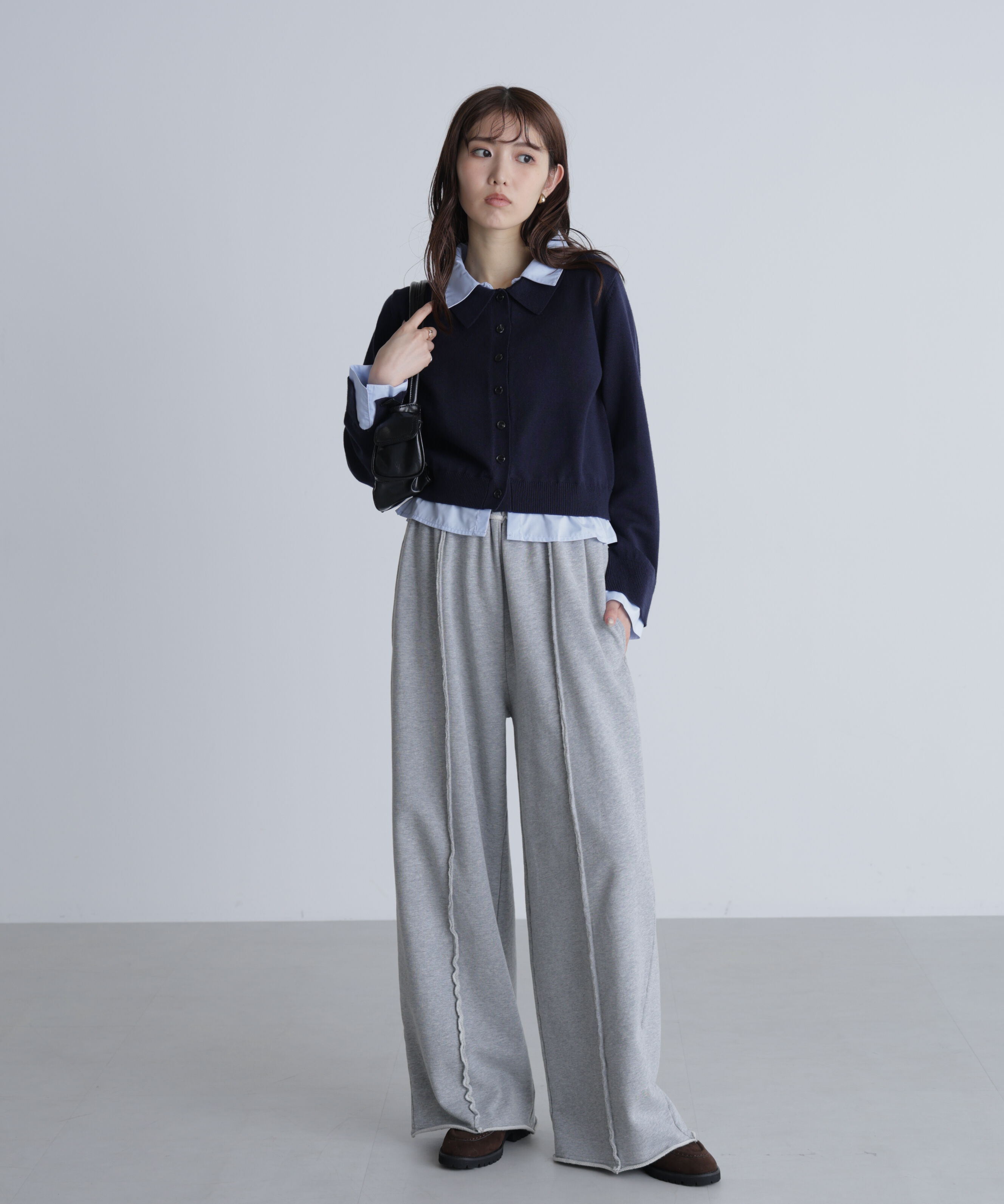  「シャツフェイクレイヤードポロカーディガン」|ニット・セーター|