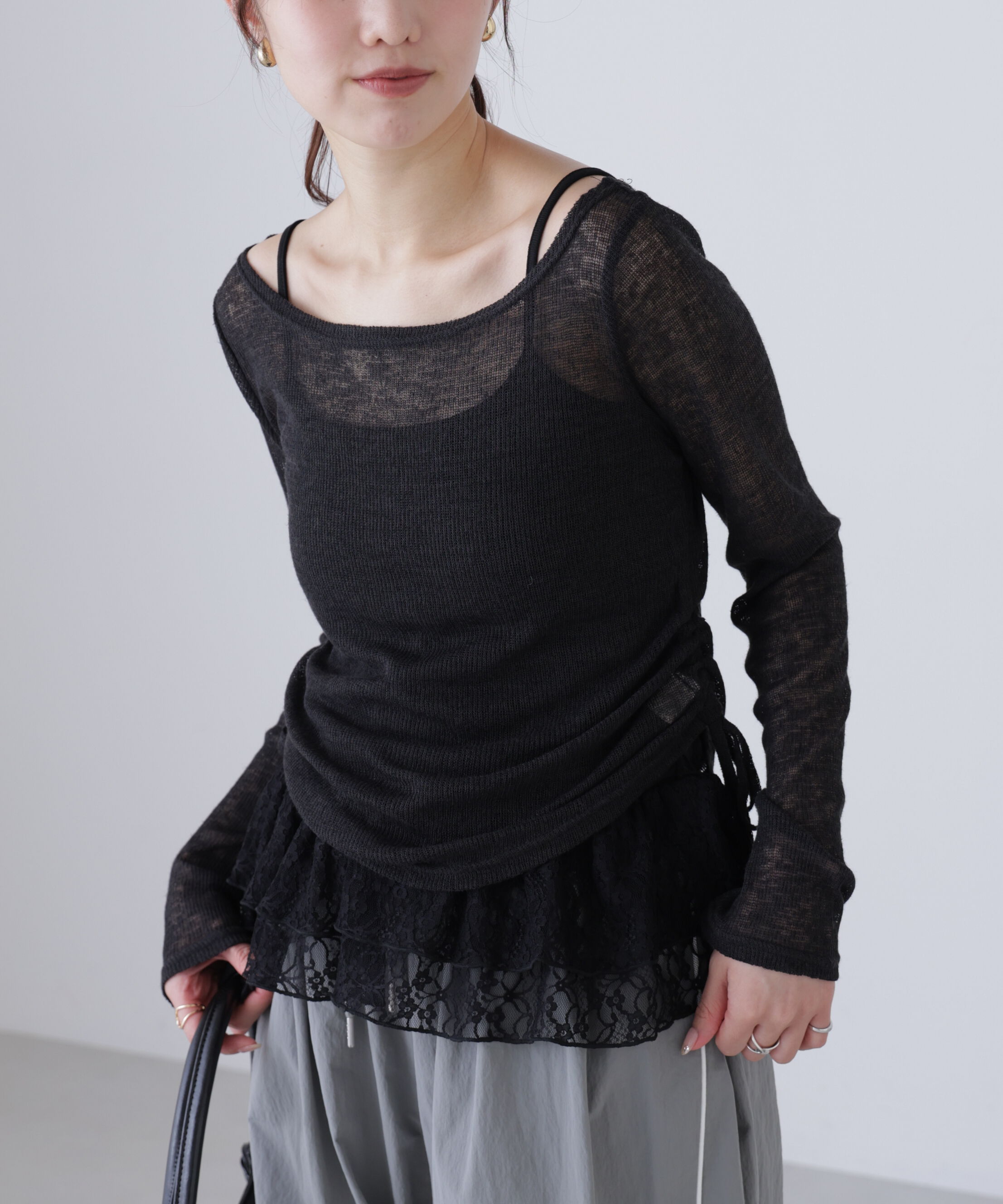  「メランジドロストレースティアードキャミセット」|Tシャツ・カットソー|