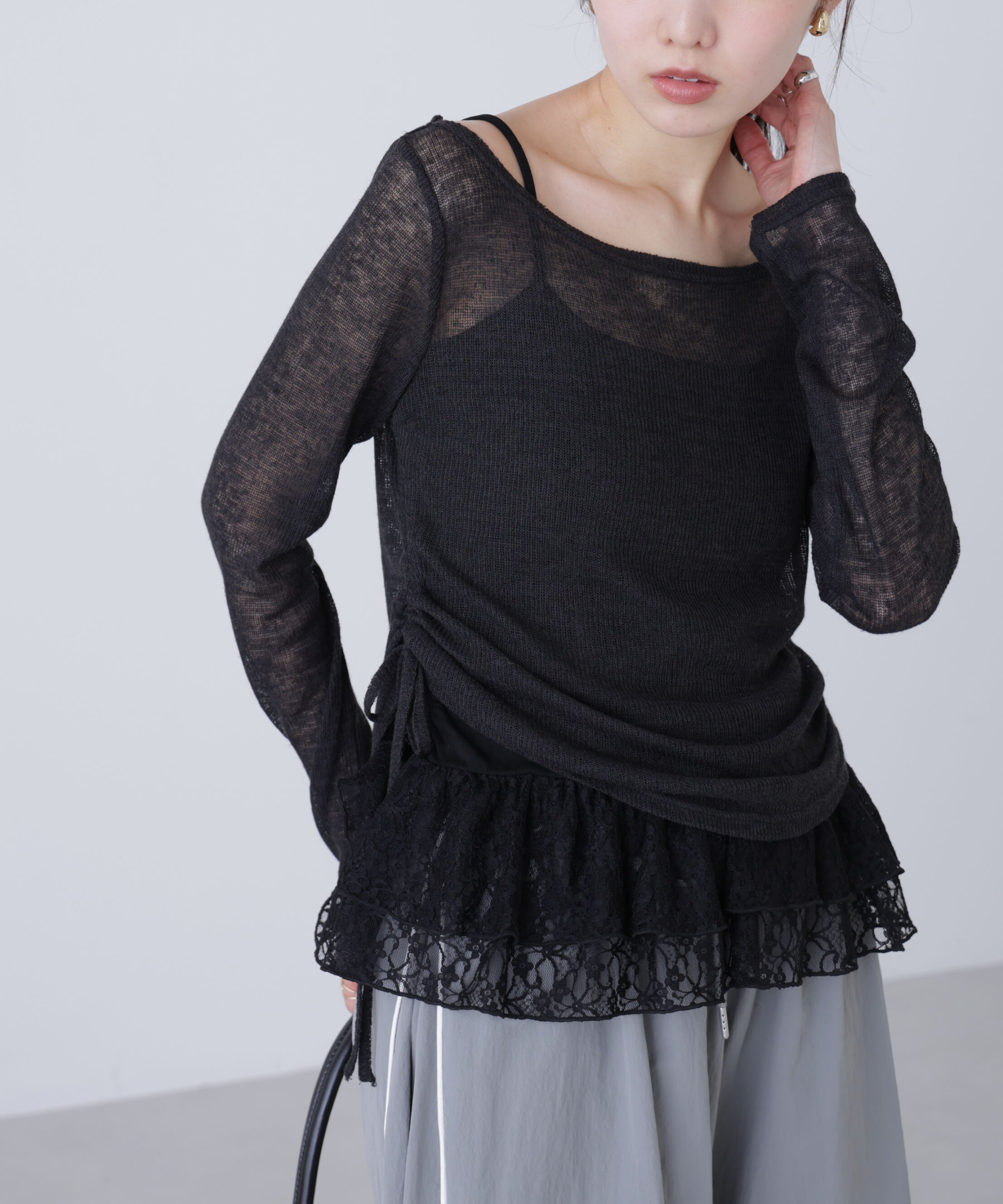  「メランジドロストレースティアードキャミセット」|Tシャツ・カットソー|