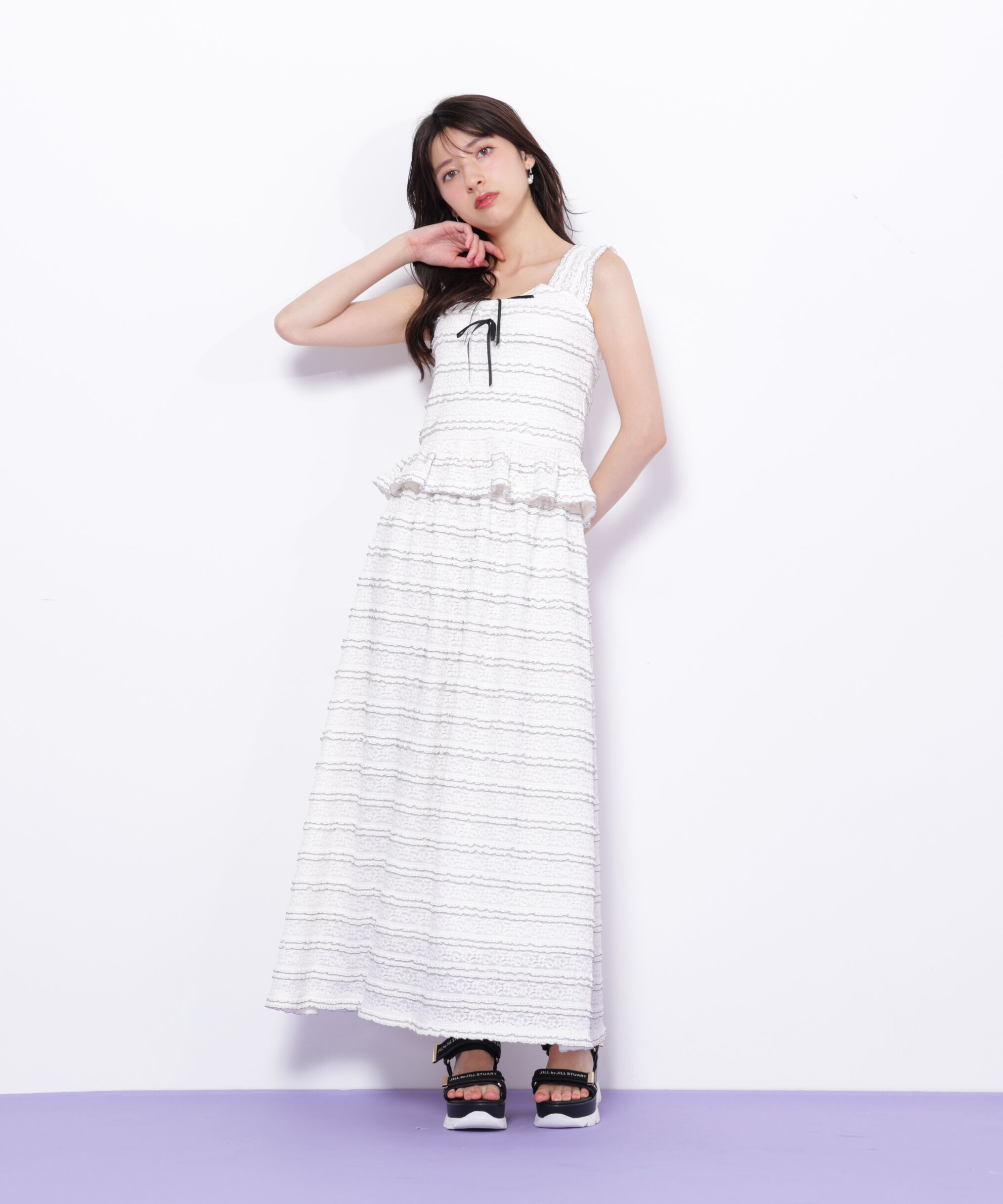  「バイカラーストレッチレースセットアップ」|ワンピース|