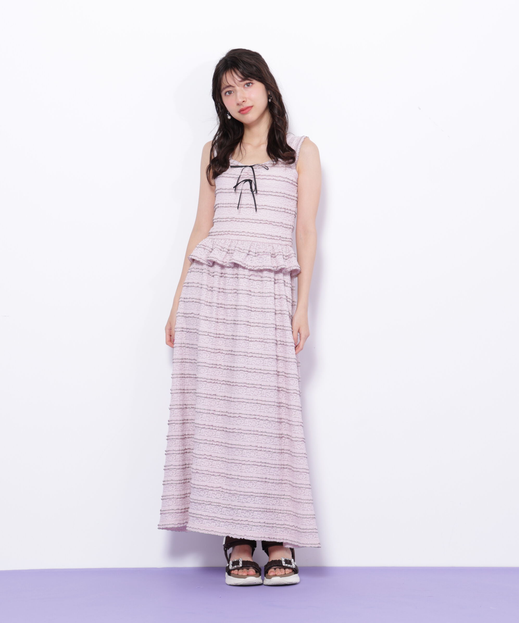  「バイカラーストレッチレースセットアップ」|ワンピース|