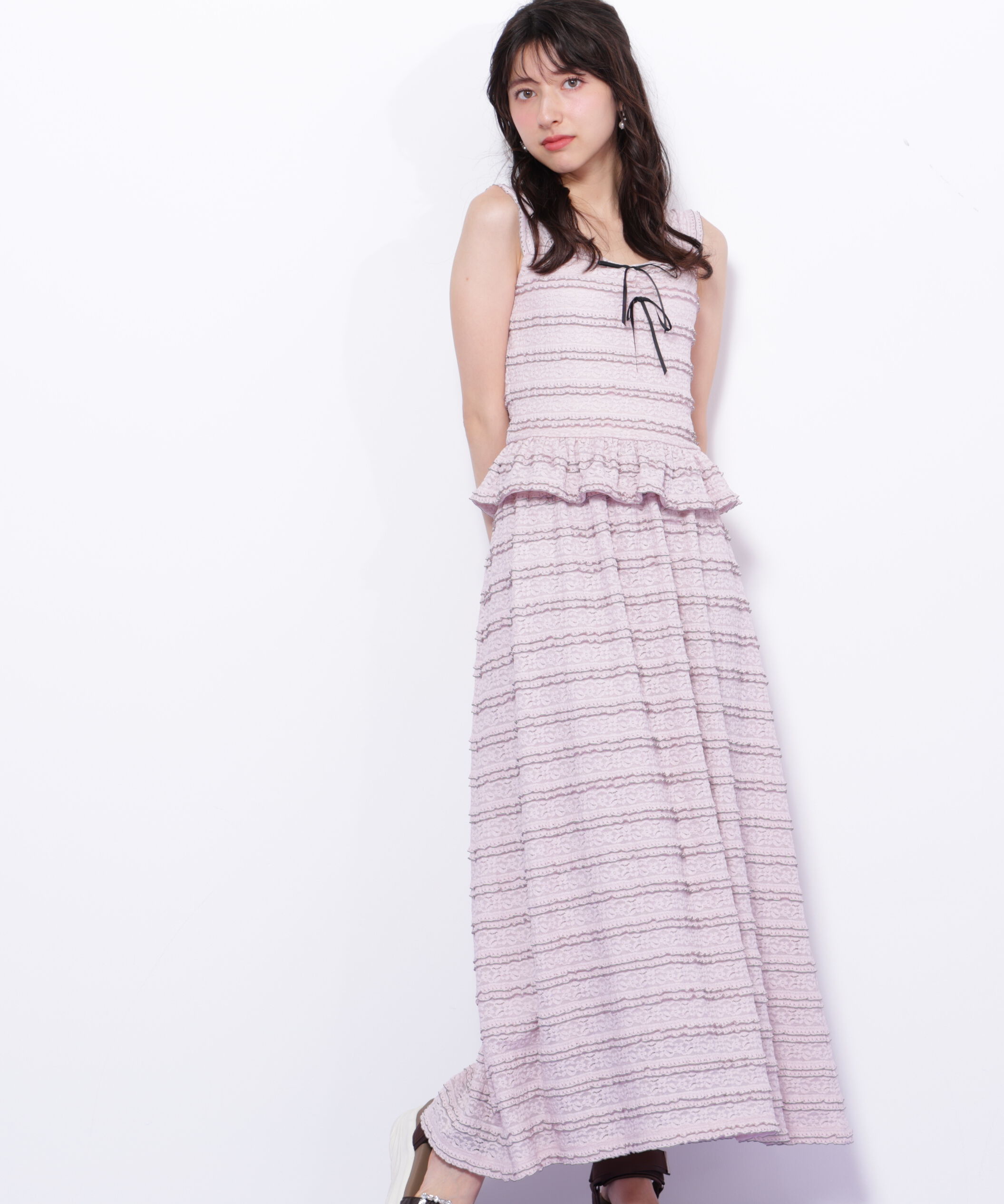  「バイカラーストレッチレースセットアップ」|ワンピース|