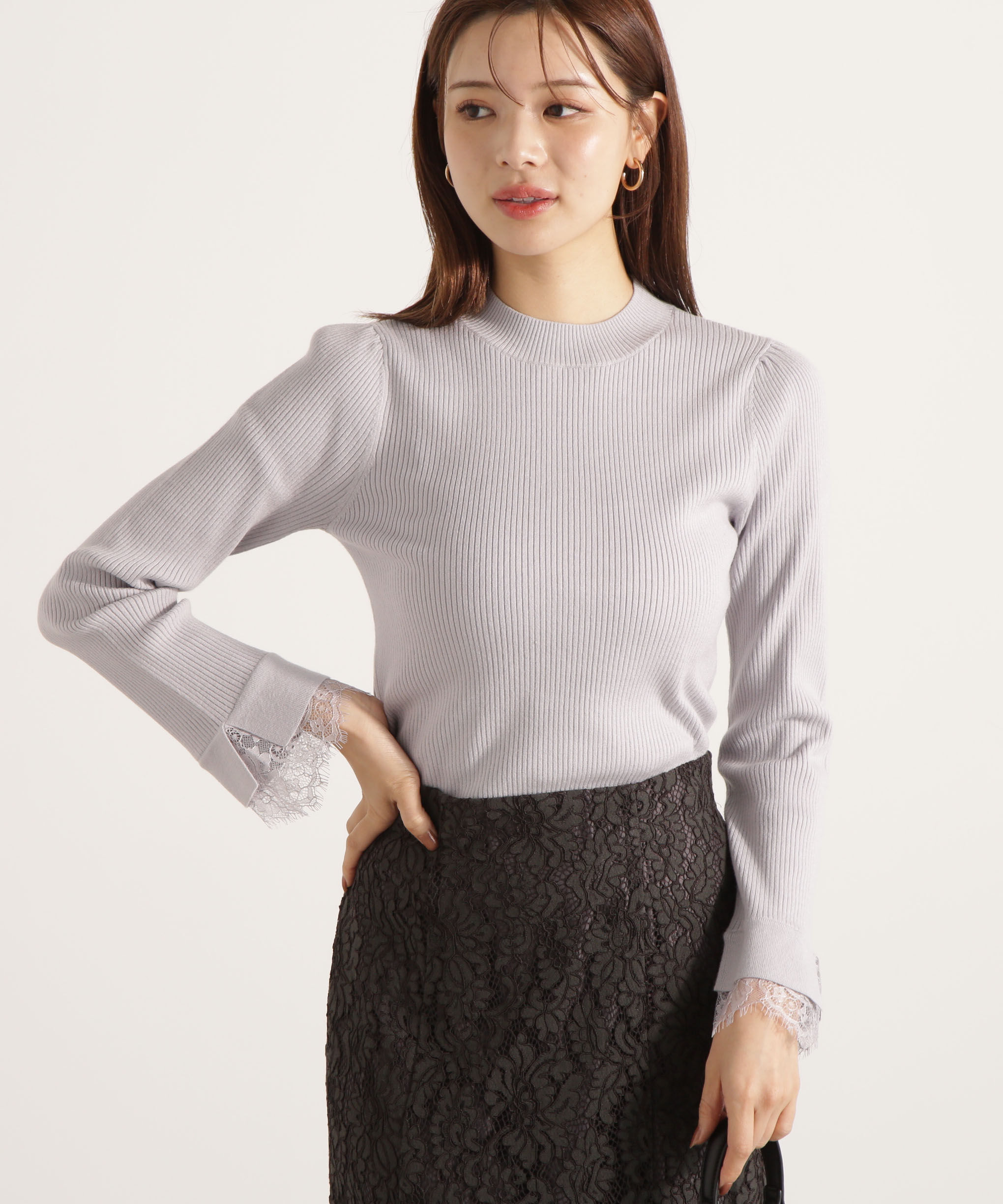 PROPORTION BODY DRESSING「レースドッキングスリーブニット 25AW」|ニット・セーター|