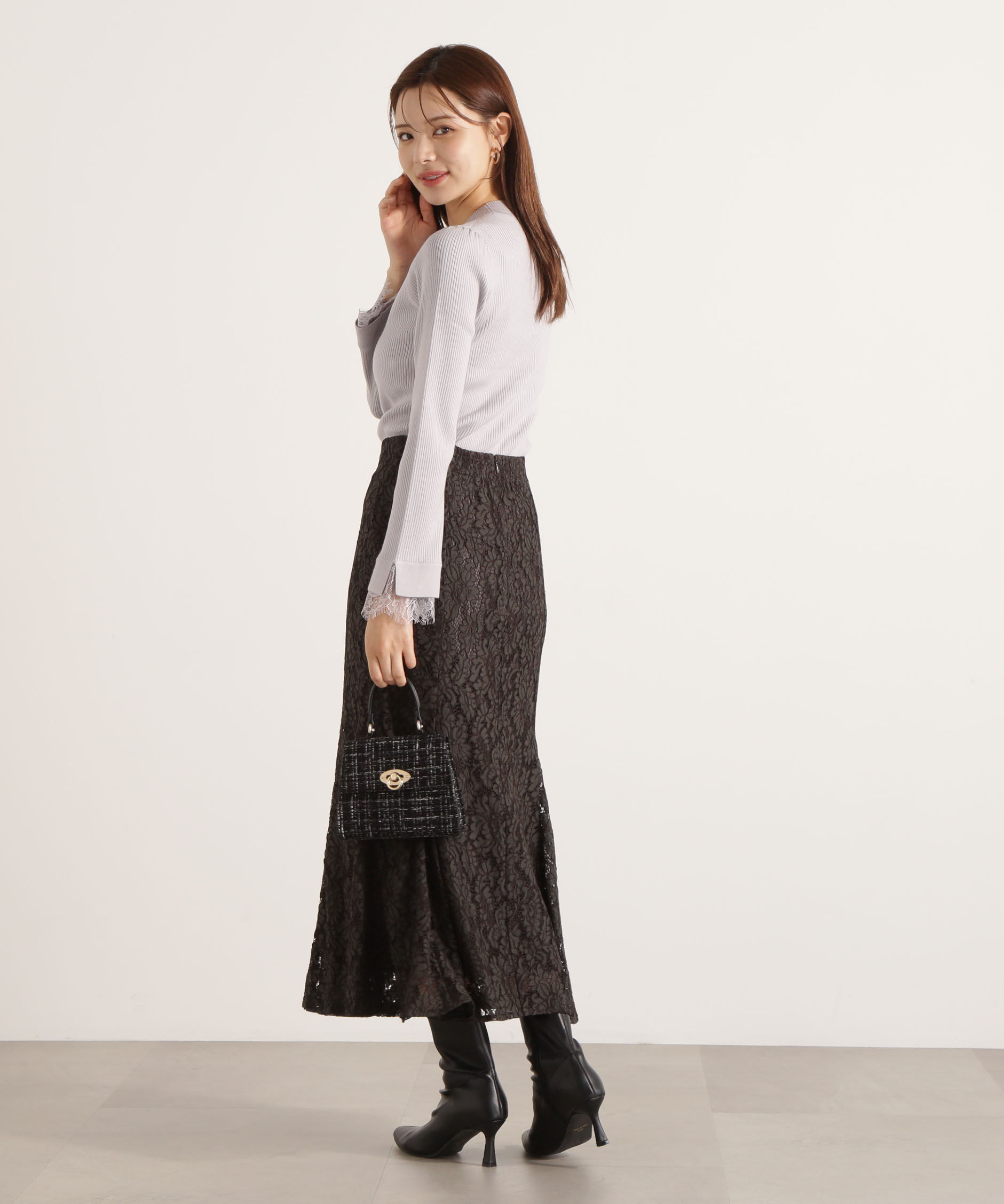 PROPORTION BODY DRESSING「レースドッキングスリーブニット 25AW」|ニット・セーター|