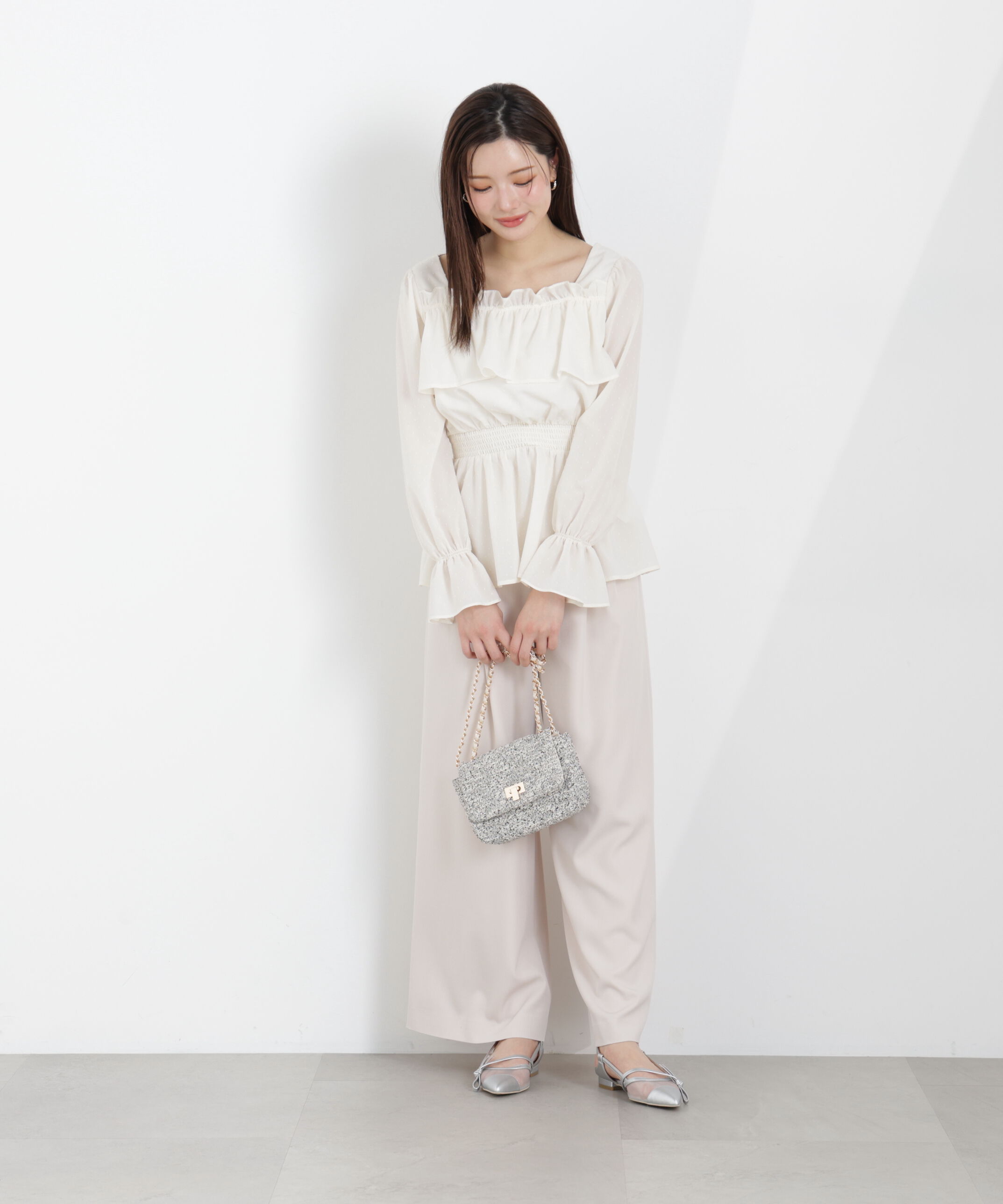 PROPORTION BODY DRESSING「＜ウォッシャブル＞フリルシャーリングブラウス　26SS」|シャツ・ブラウス|