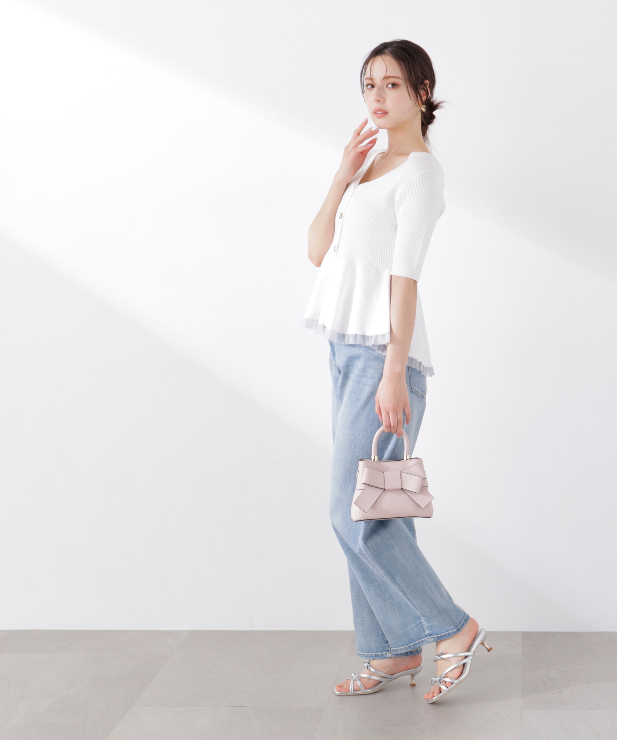 PROPORTION BODY DRESSING「部分シアーペプラムニット　26SS」|ニット・セーター|