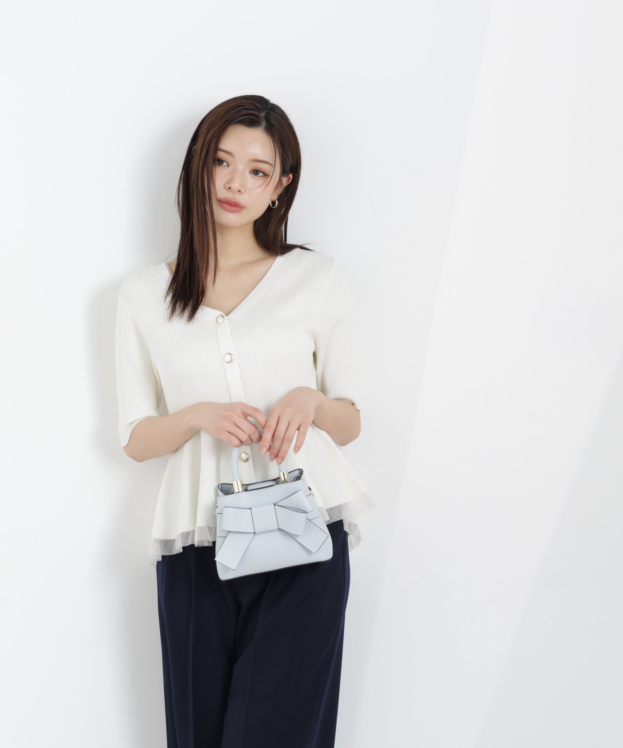 PROPORTION BODY DRESSING「部分シアーペプラムニット　26SS」|ニット・セーター|